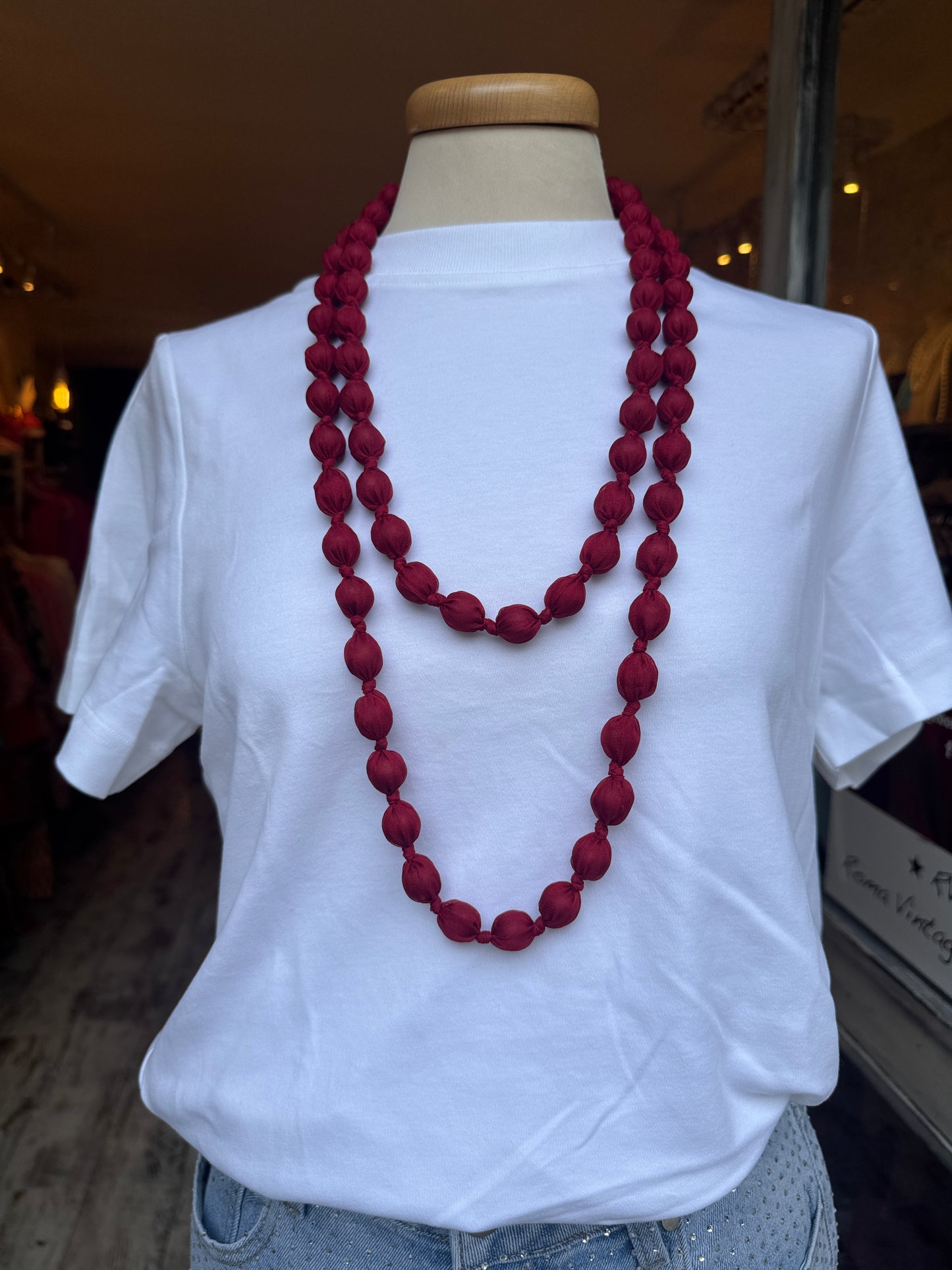 COLLANA PALLINE TESSUTO