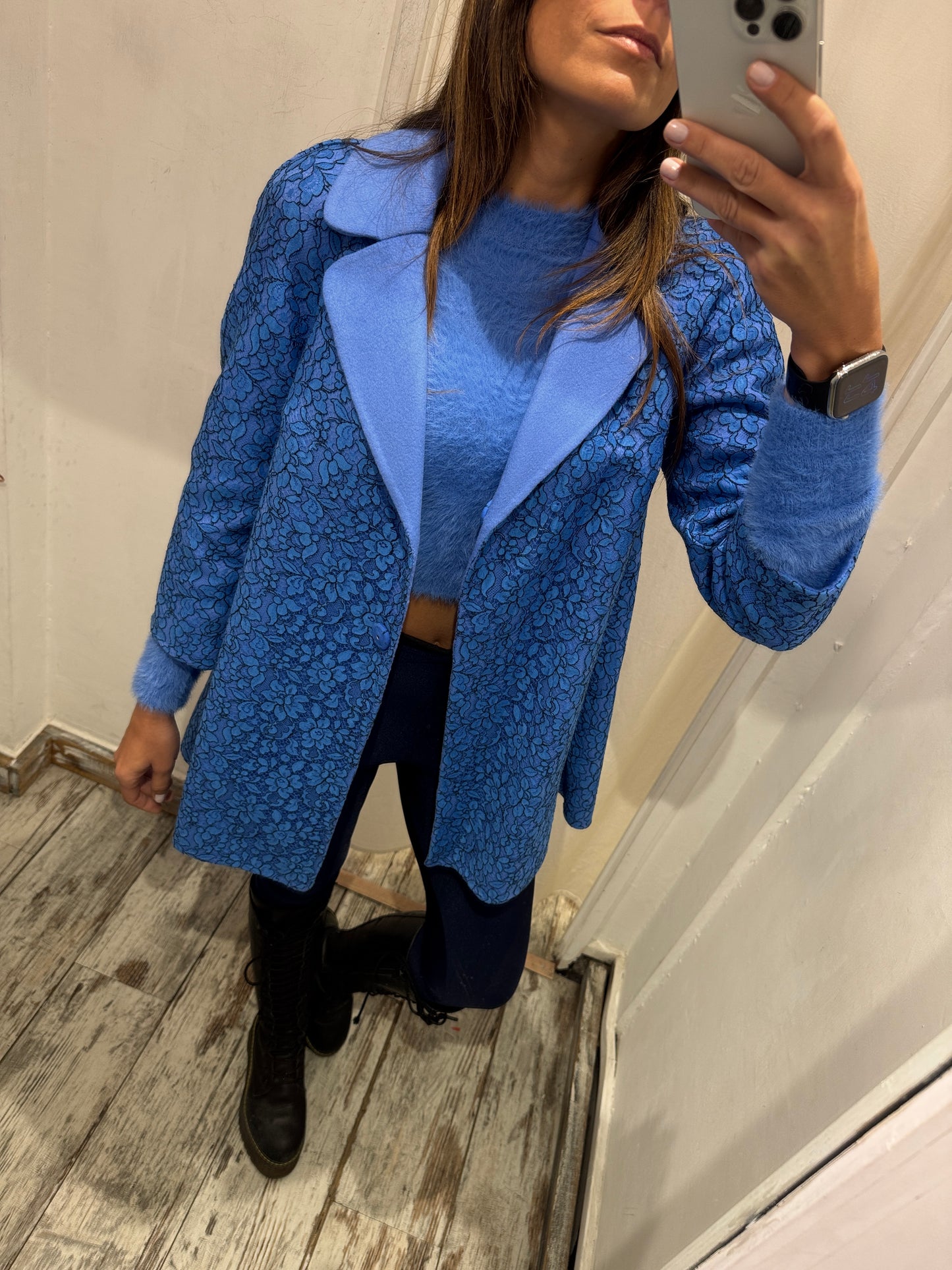 CAPPOTTINO ERMANNO SCERVINO IN PIZZO AZZURRO