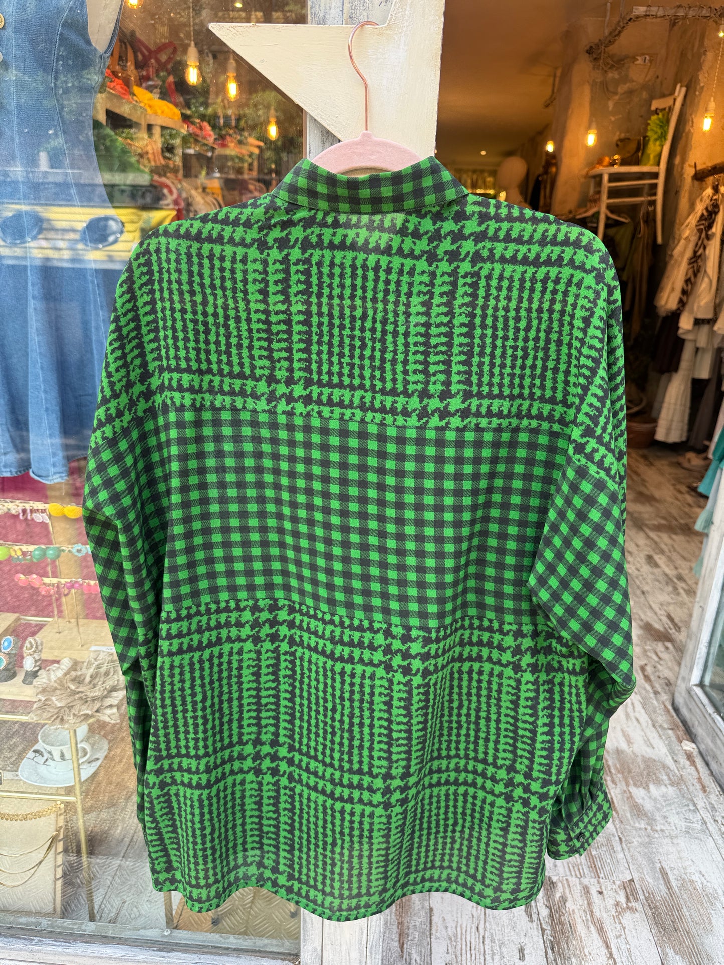 CAMICIA ERMANNO SCERVINO FANTASIA VERDE E NERO
