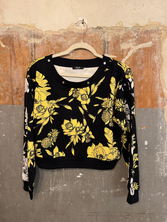 FELPA CROP LIUJO NERA FIORI