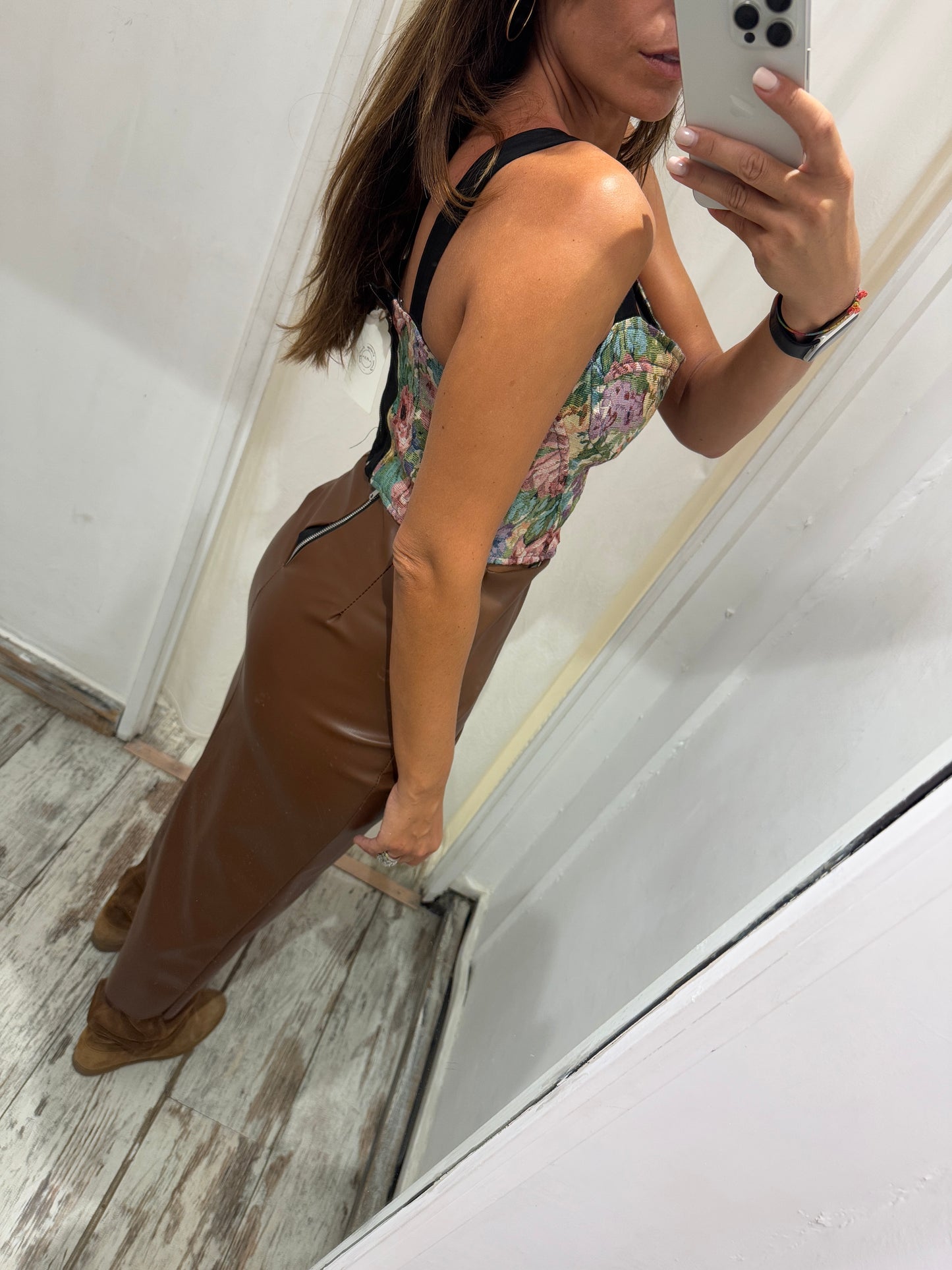 GONNA TUBO MIDÌ ECOPELLE MARRONE