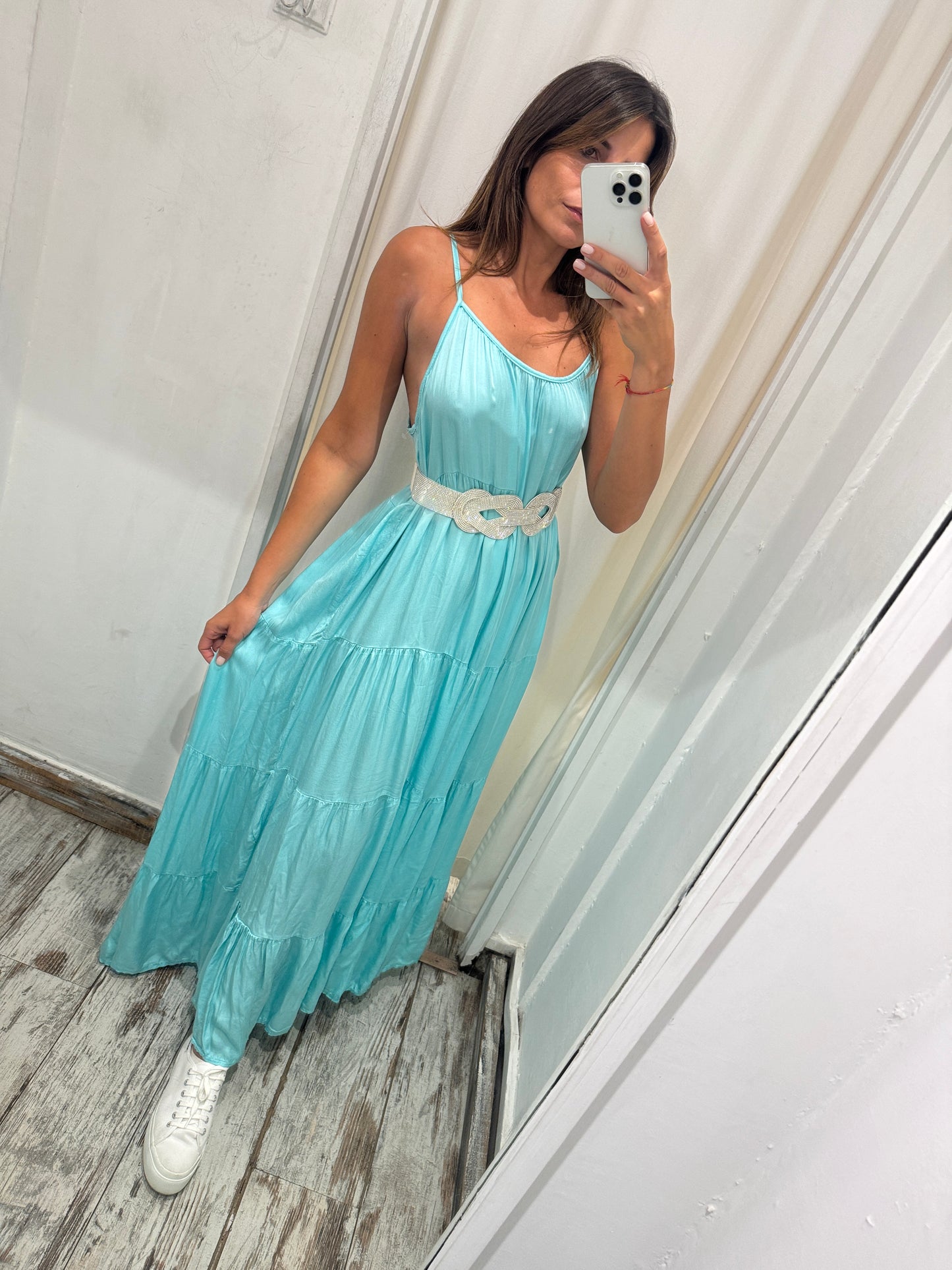 ABITO TIFFANY SATIN LUNGO