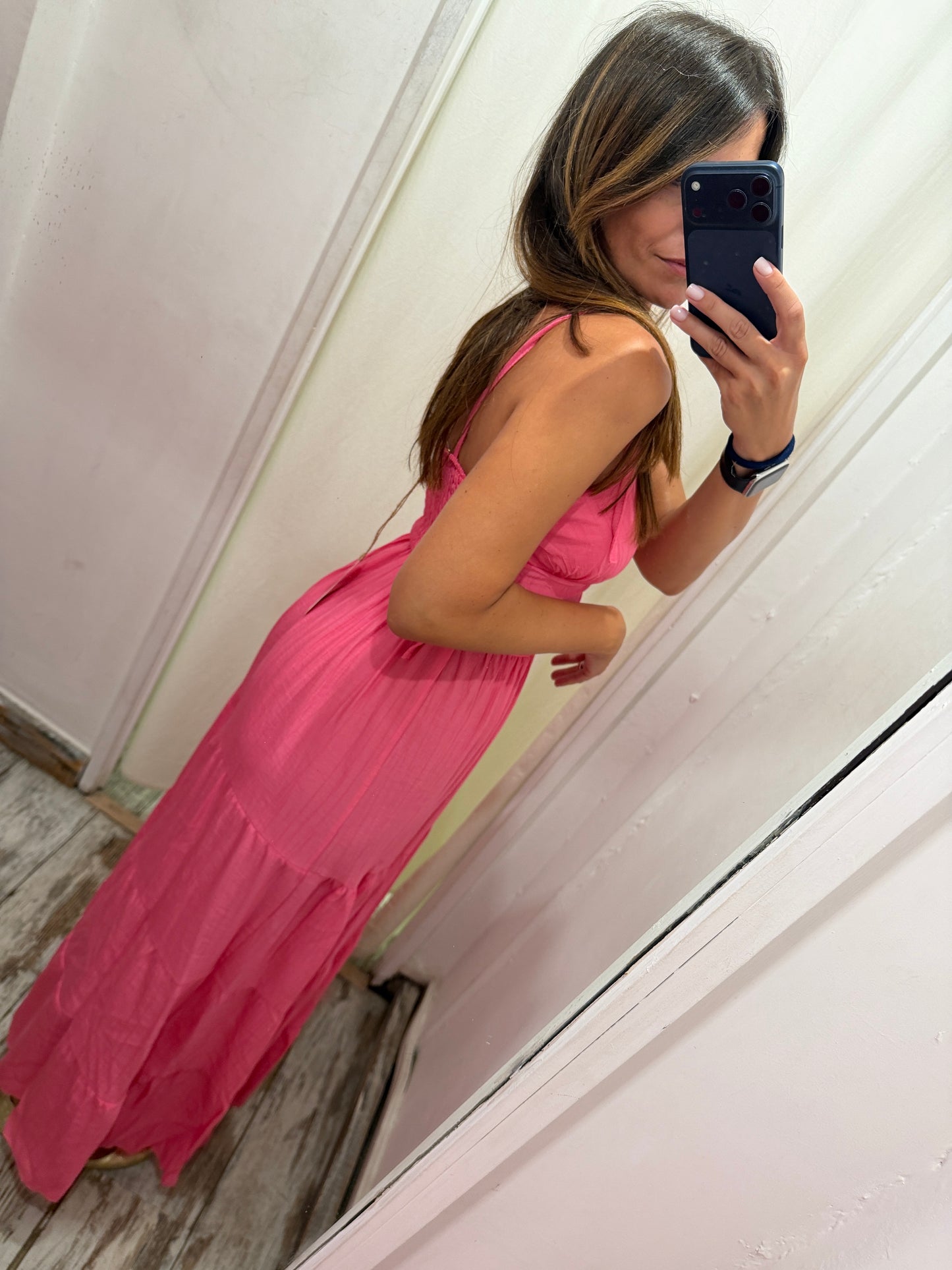 ABITO LUNGO ROSA BARBIE SPACCO