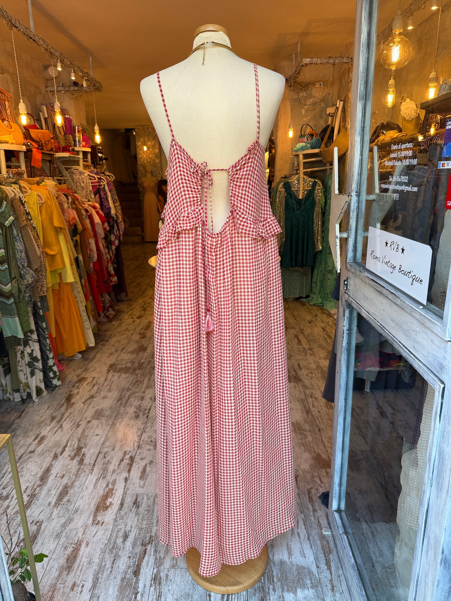 ABITO SUOLI LUNGO VICHY ROSSO