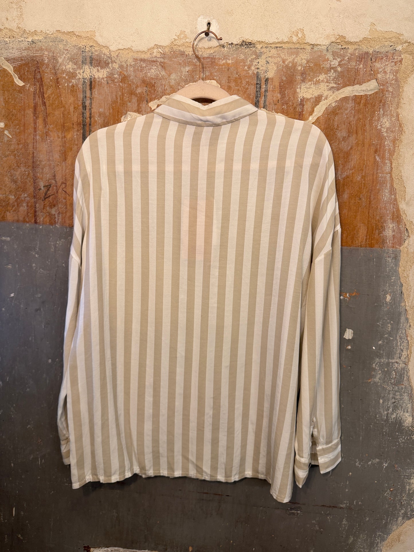 NEW COLLECTION - CAMICIA RIGHE BIANCO E BEIGE