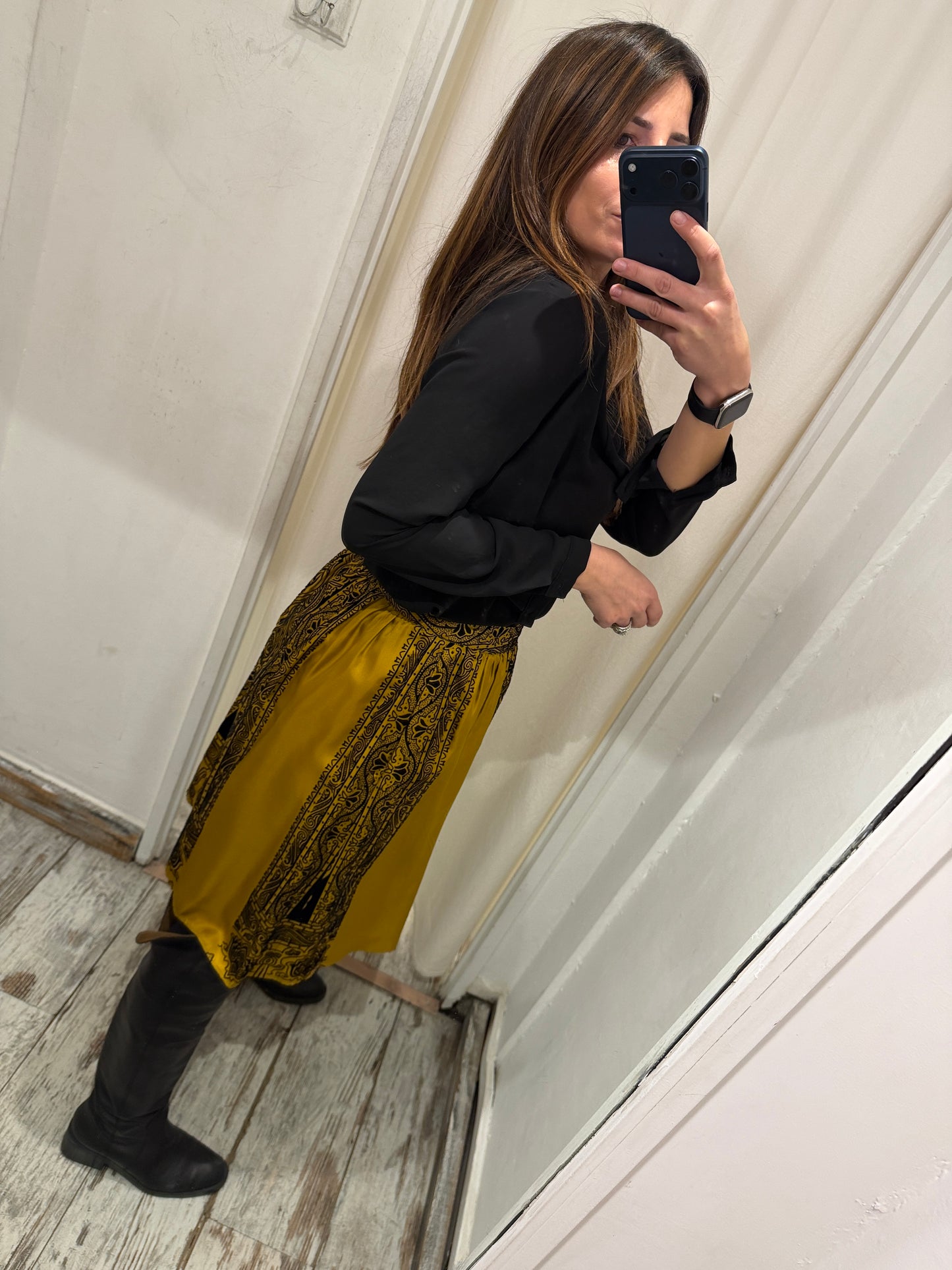 NEW COLLECTION - GONNA ETRO OCRA E NERO IN SETA