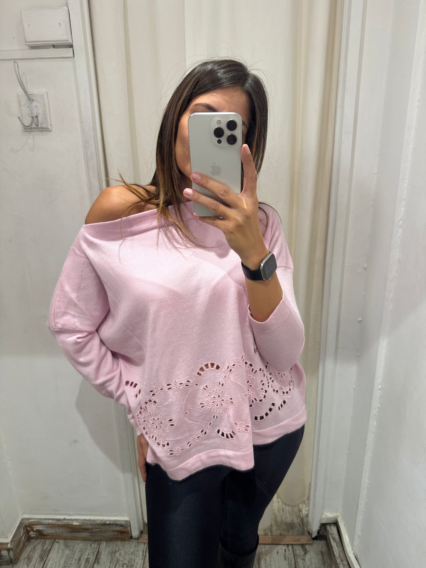 MAGLIA ERMANNO SCERVINO ROSA TRAFORATA