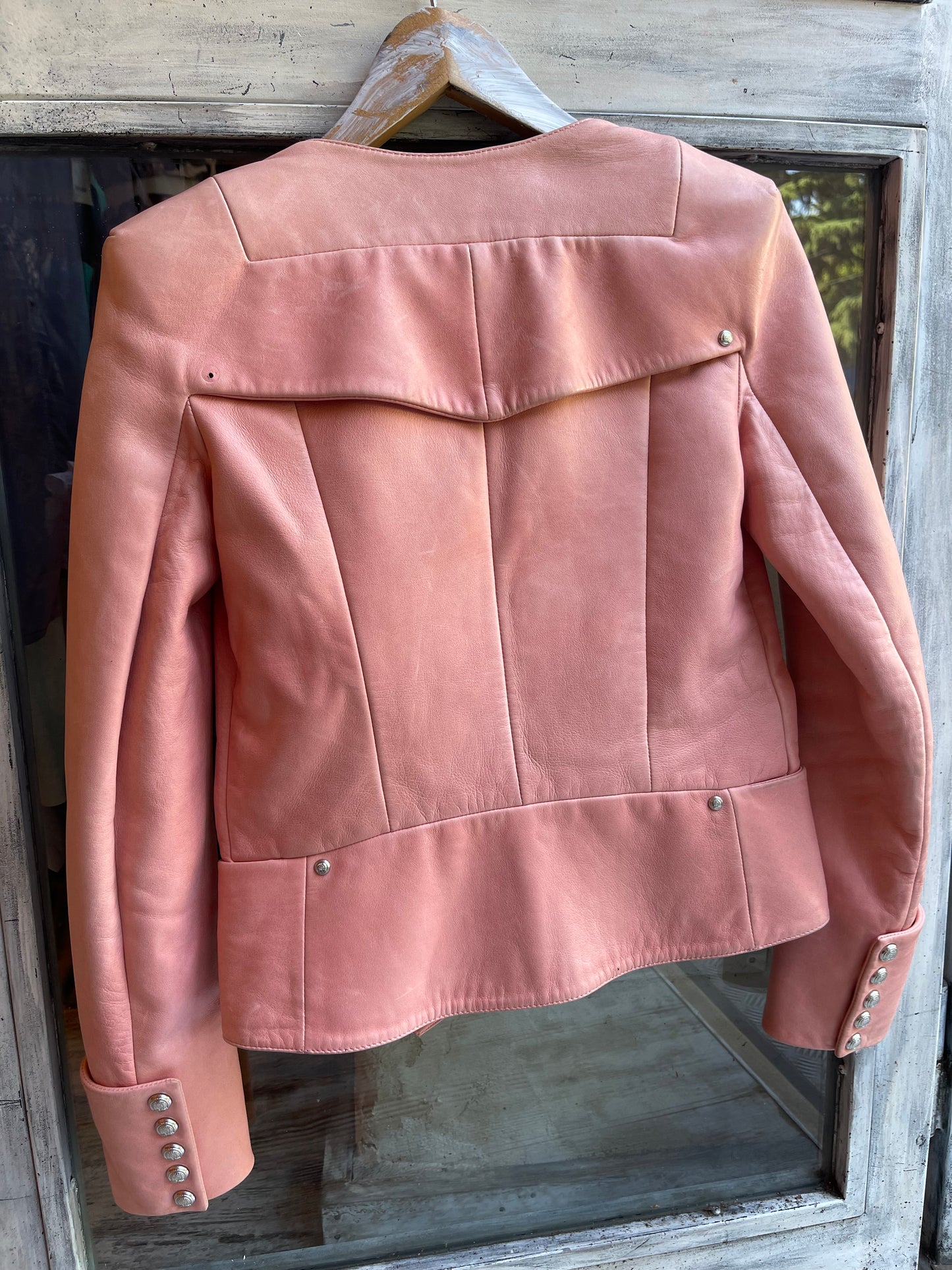 GIACCA PELLE BALMAIN ROSA