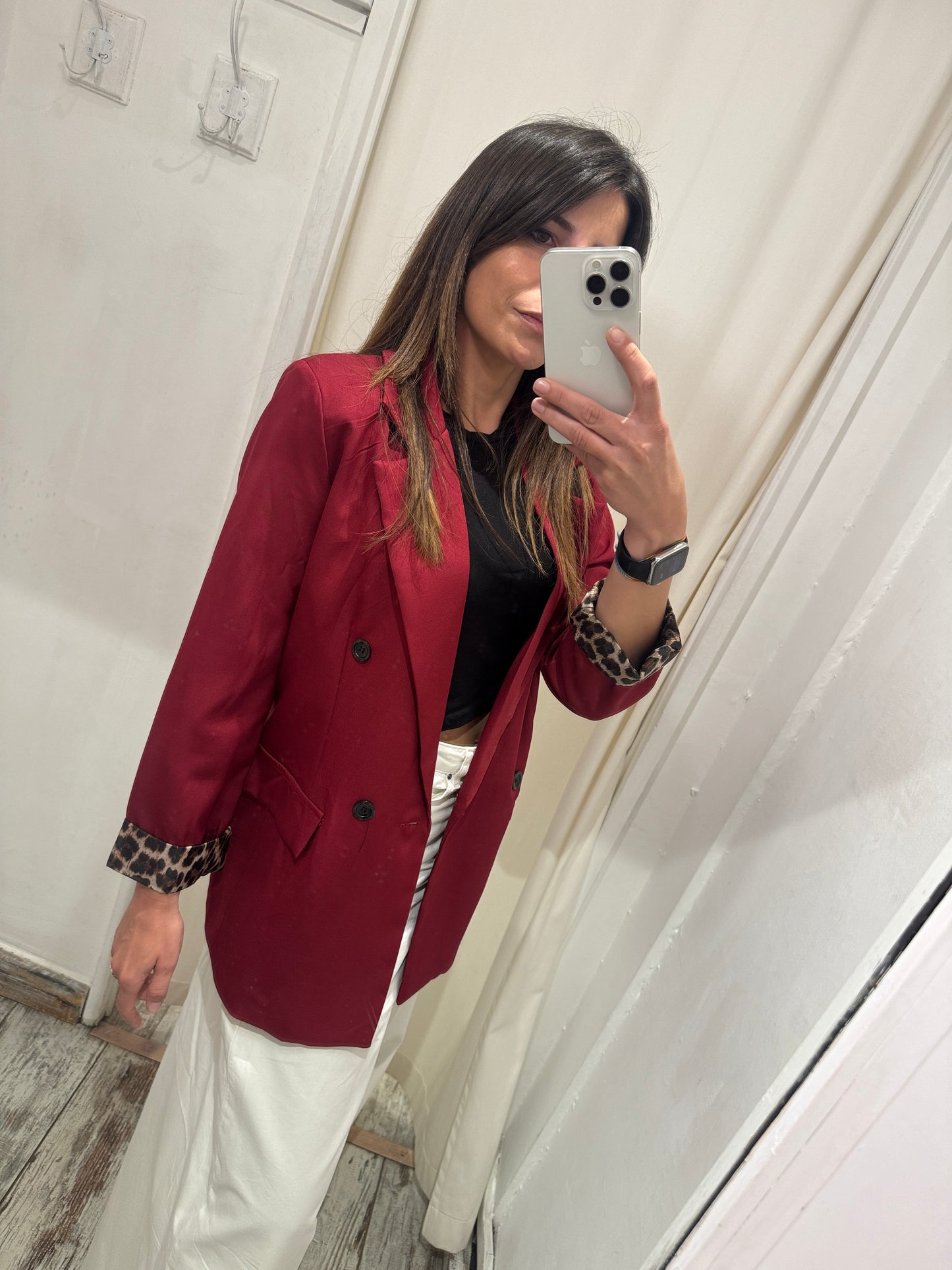 BLAZER OVER BORDEAUX FODERA ANIMALIER