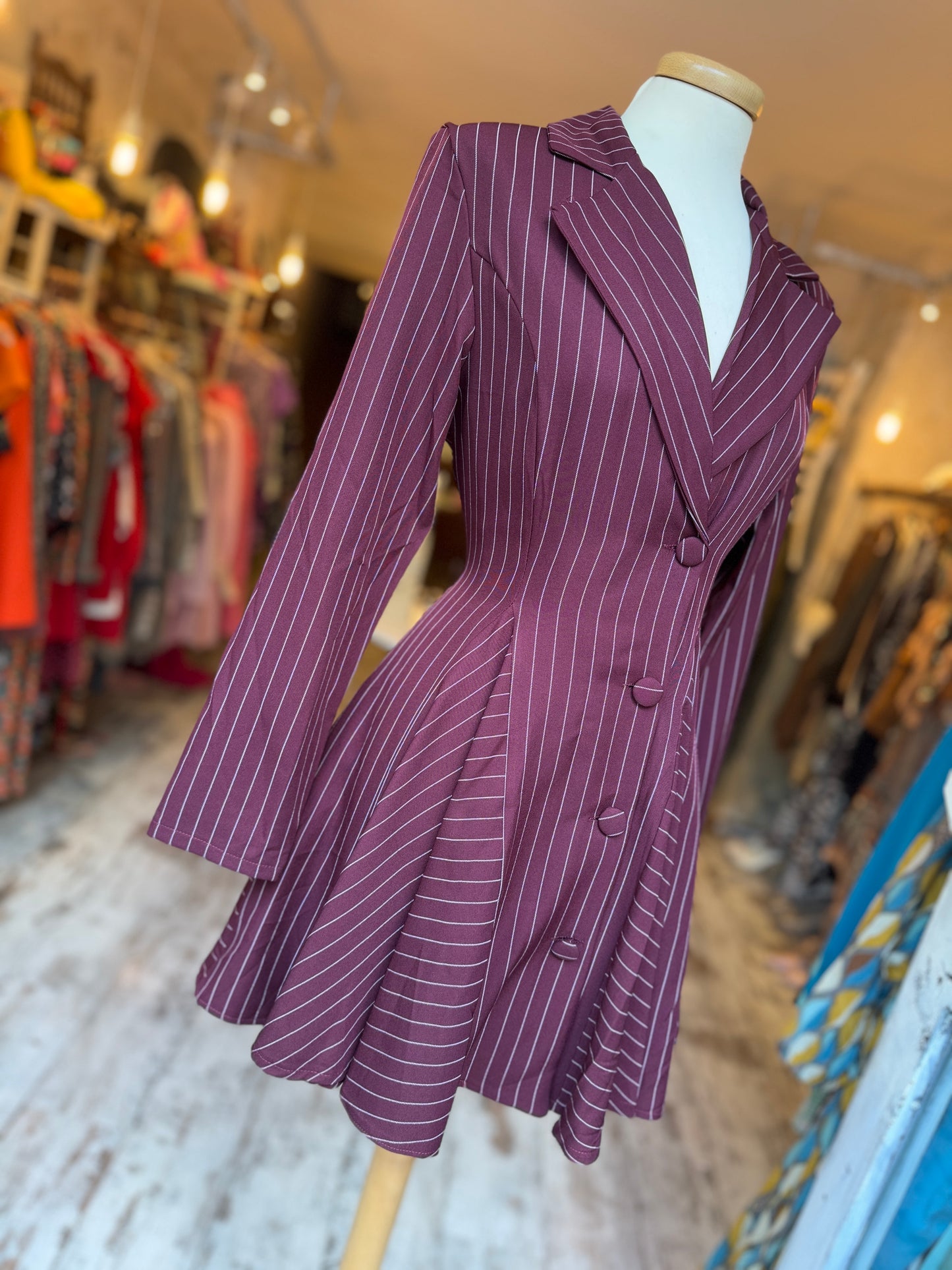 ABITO CORTO CHEMISIER BORDEAUX GESSATO