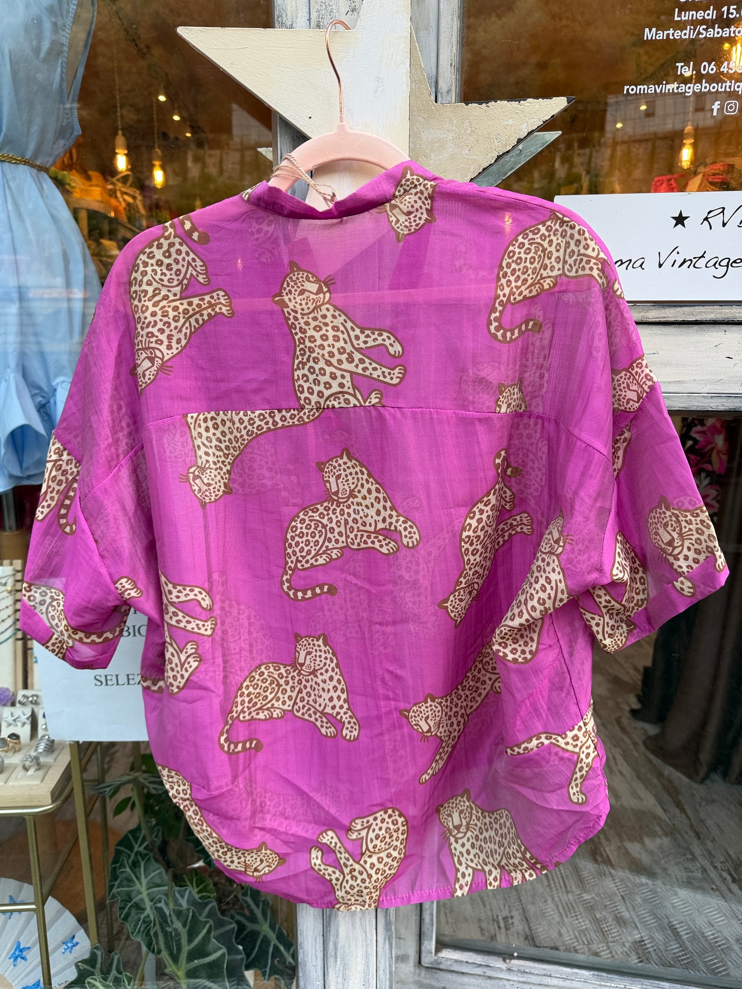 CAMICIA VELATA CICLAMINO LEOPARDO
