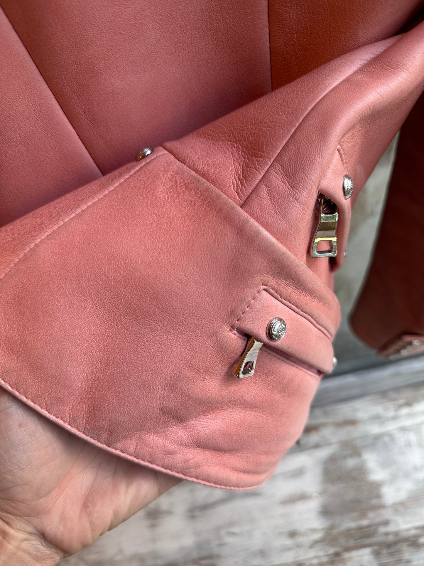 GIACCA PELLE BALMAIN ROSA