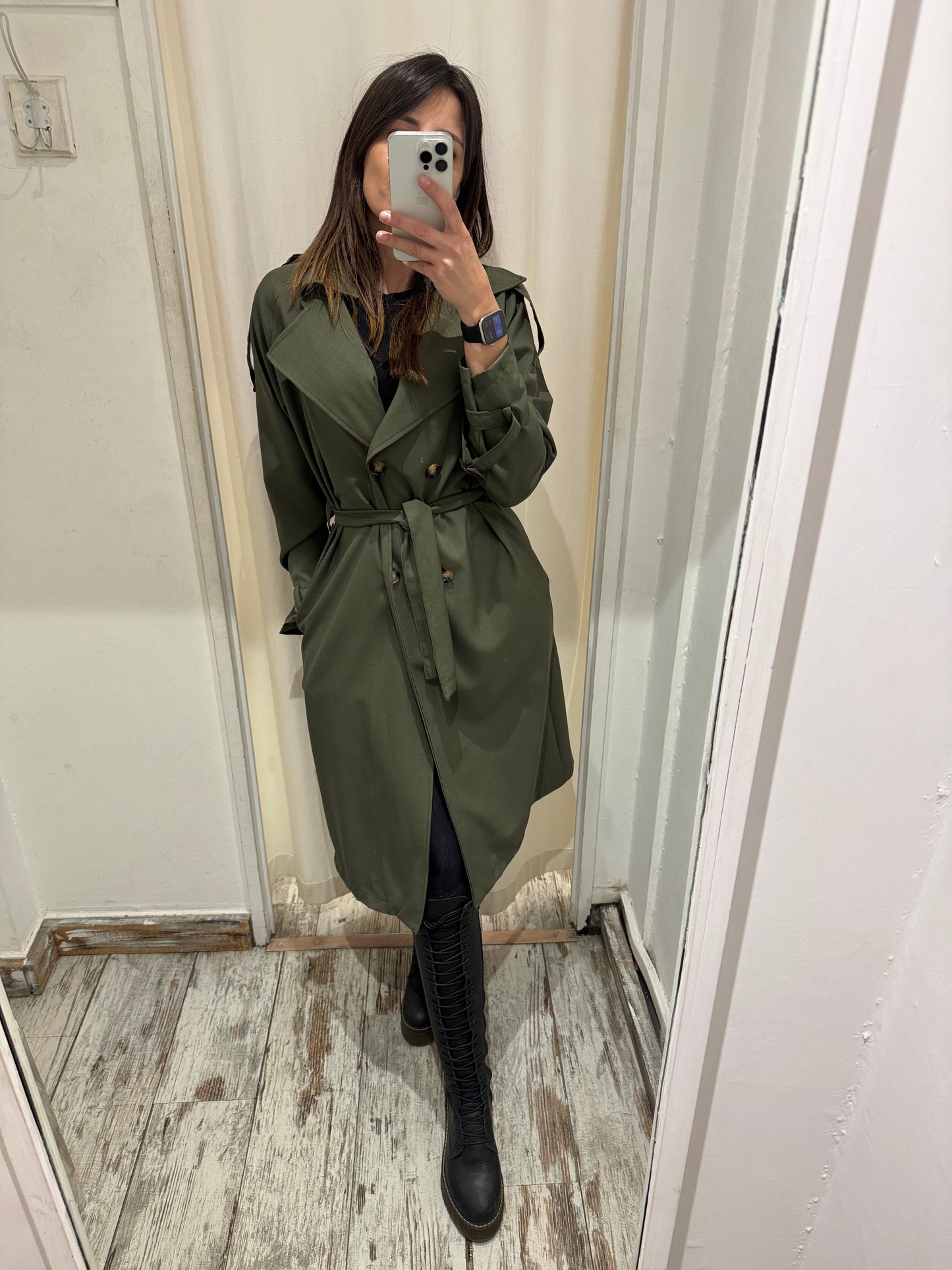 TRENCH PRIMAVERILE VERDE MILITARE