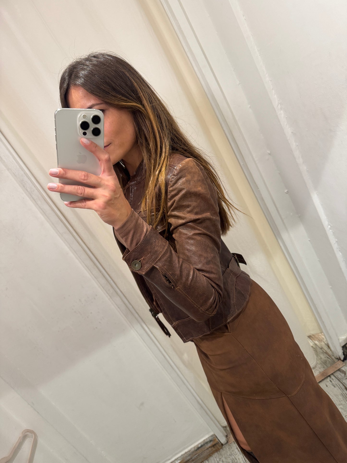 GIUBBINO PELLE KOCCA MARRONE