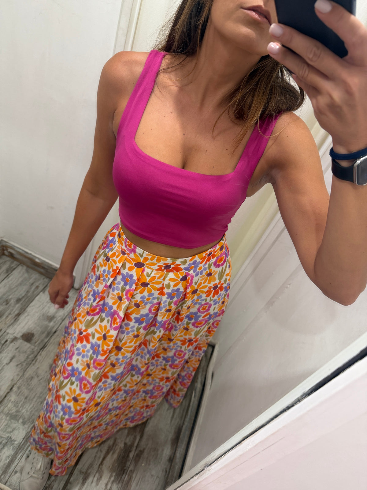 TOP CROP IN LYCRA CICLAMINO