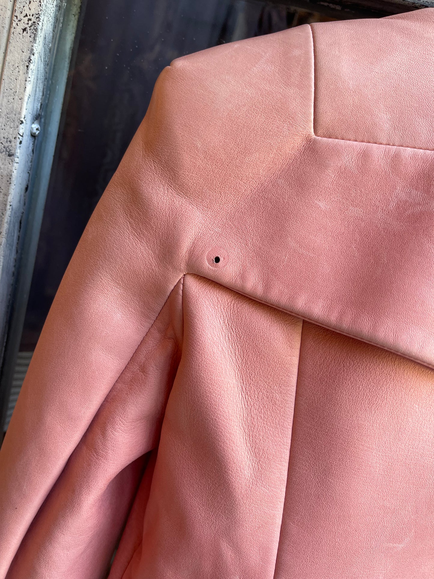 GIACCA PELLE BALMAIN ROSA