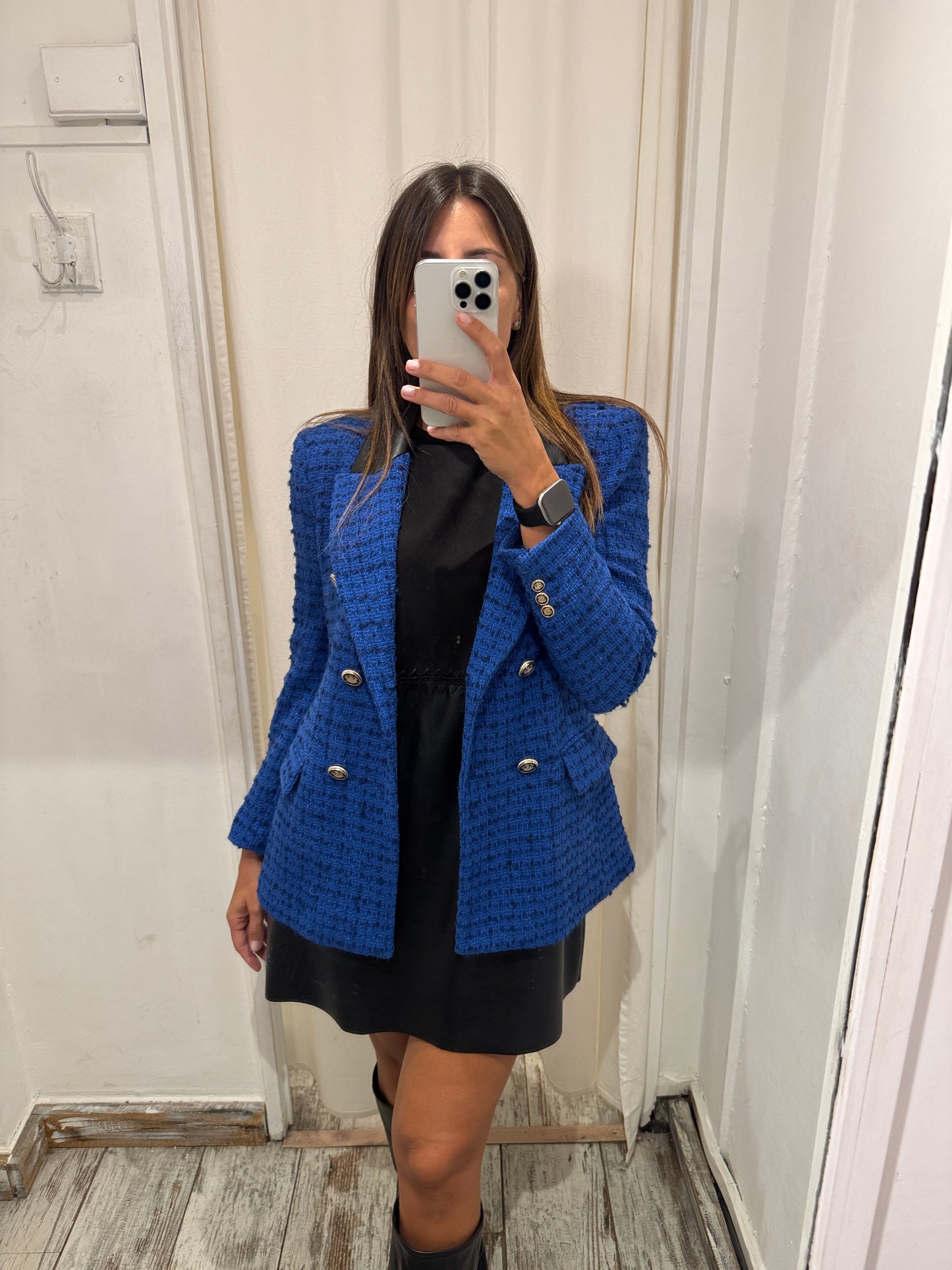 BLAZER ZARA BLU ELETTRICO BOUCLÈ