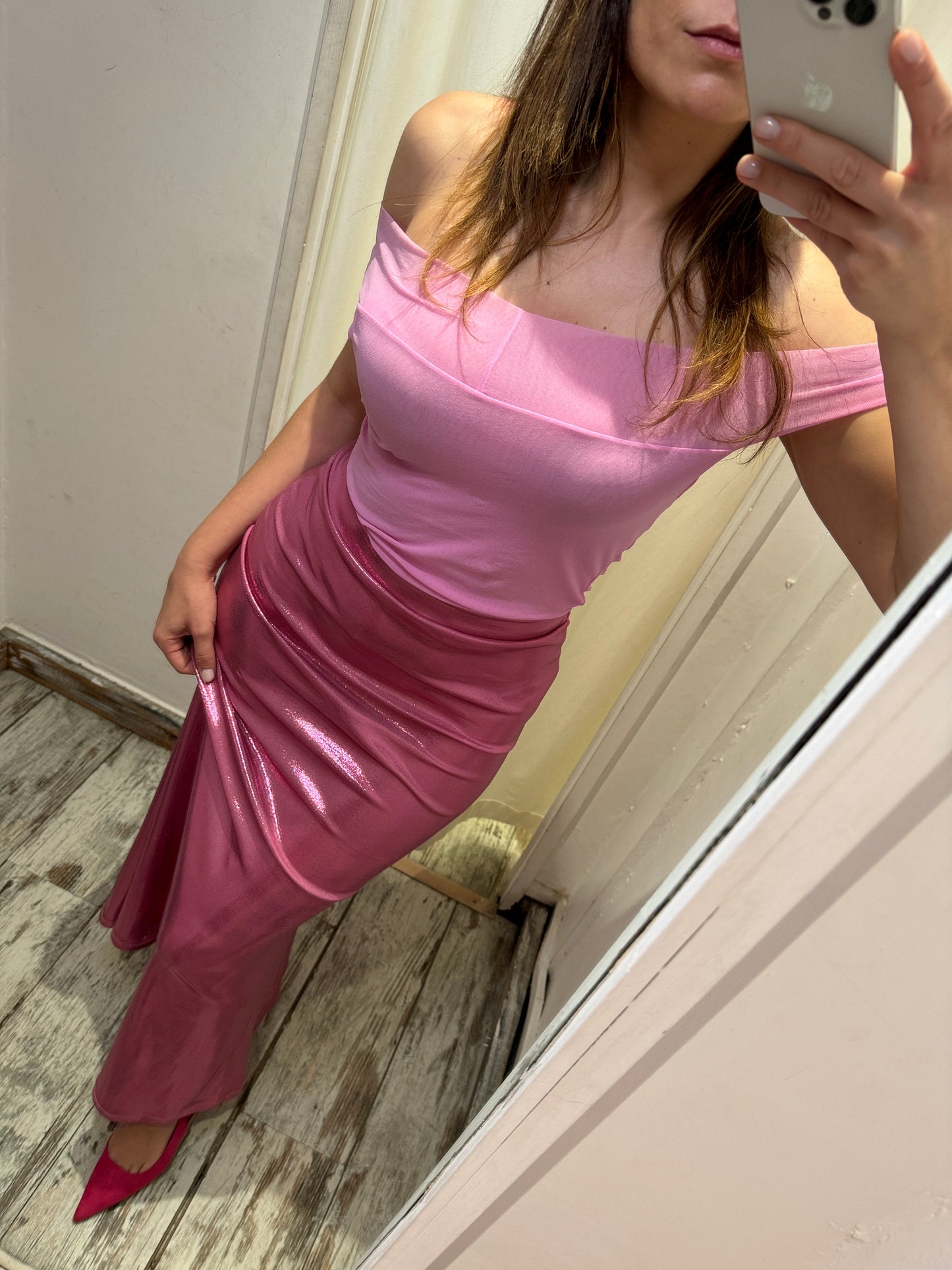 GONNA LUNGA ROSA LUCIDO