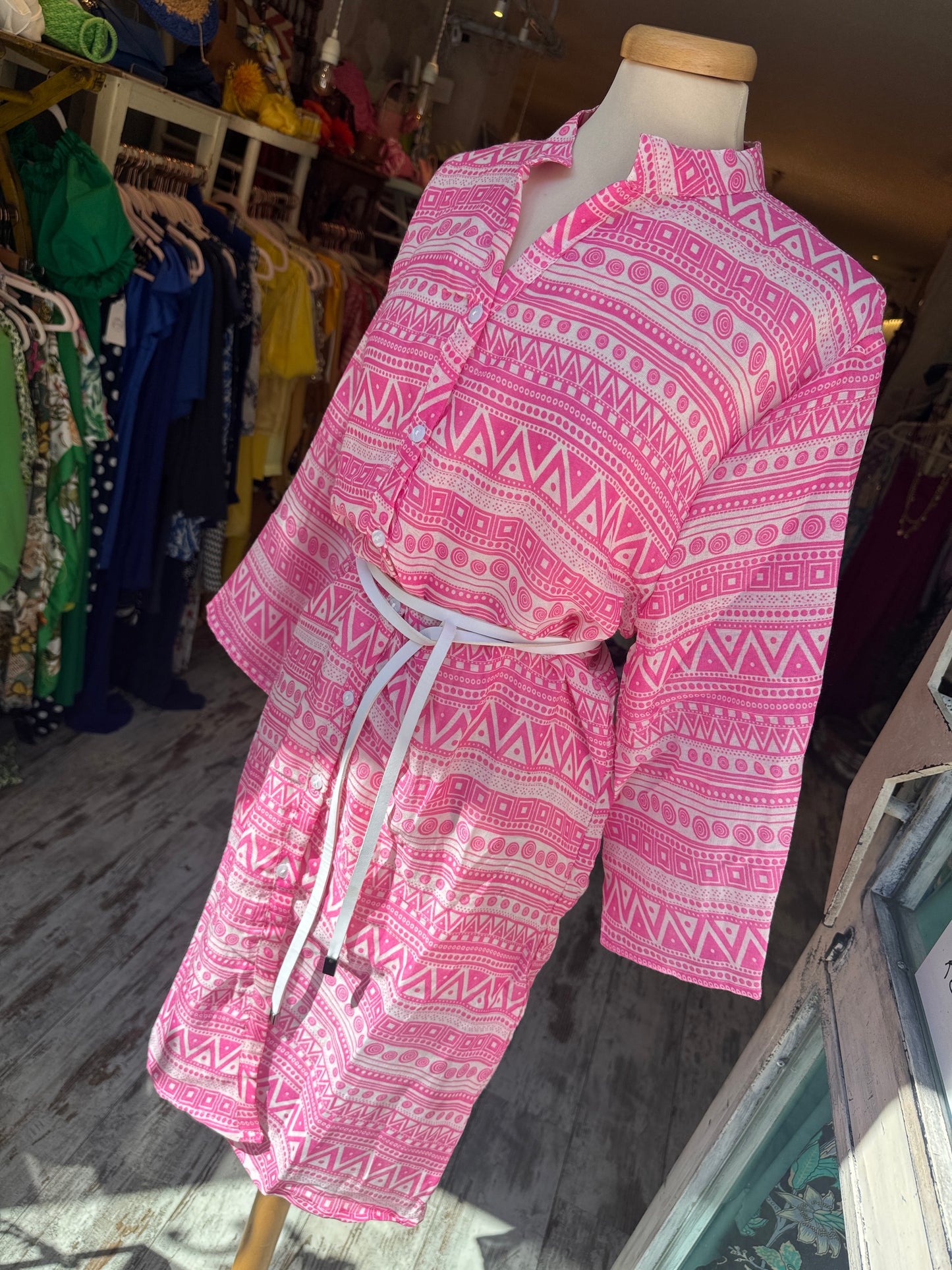 ABITO CHEMISIER ETNICO FUCSIA