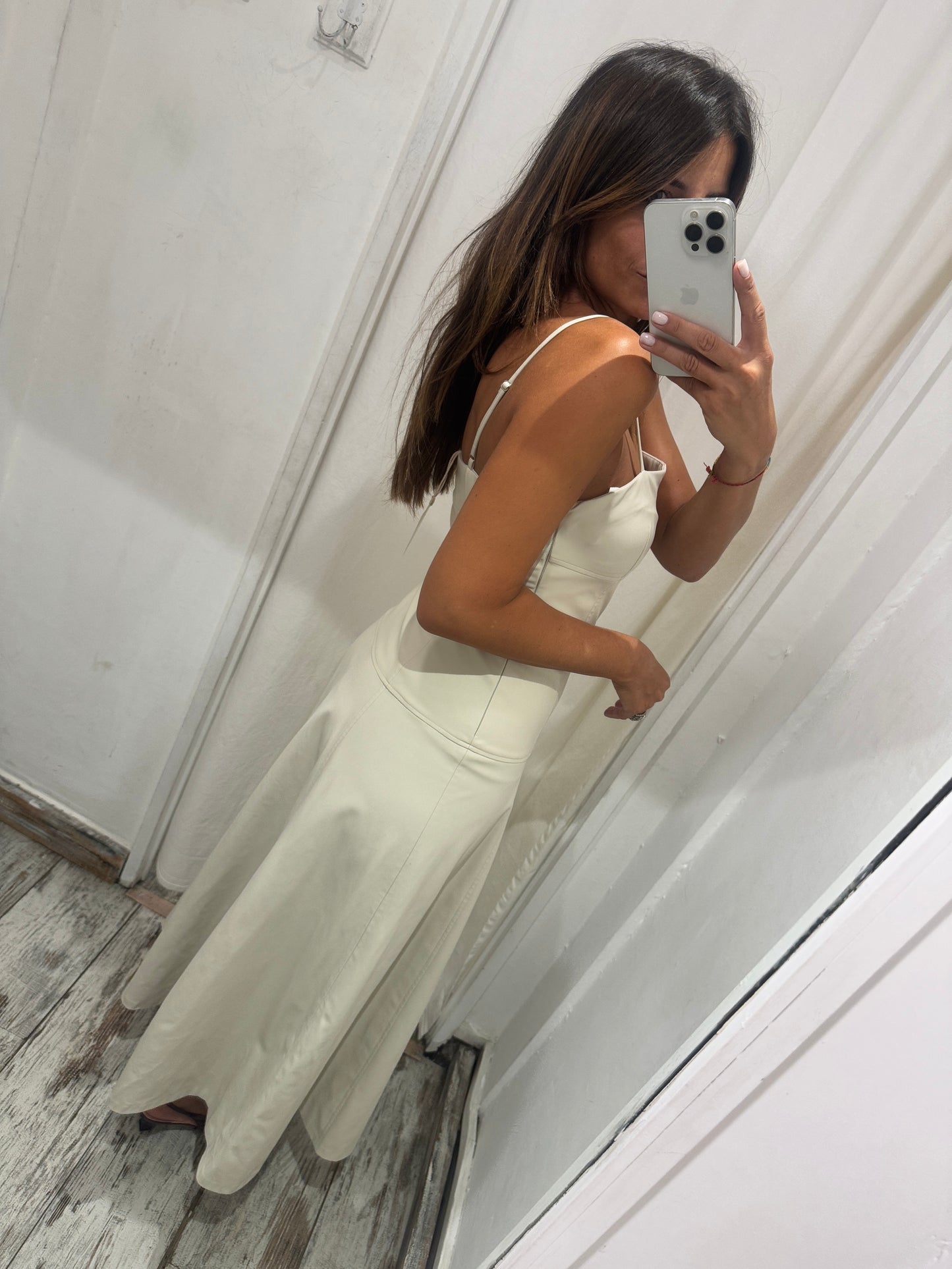 ABITO ZARA LONGUETTE ECOPELLE PANNA