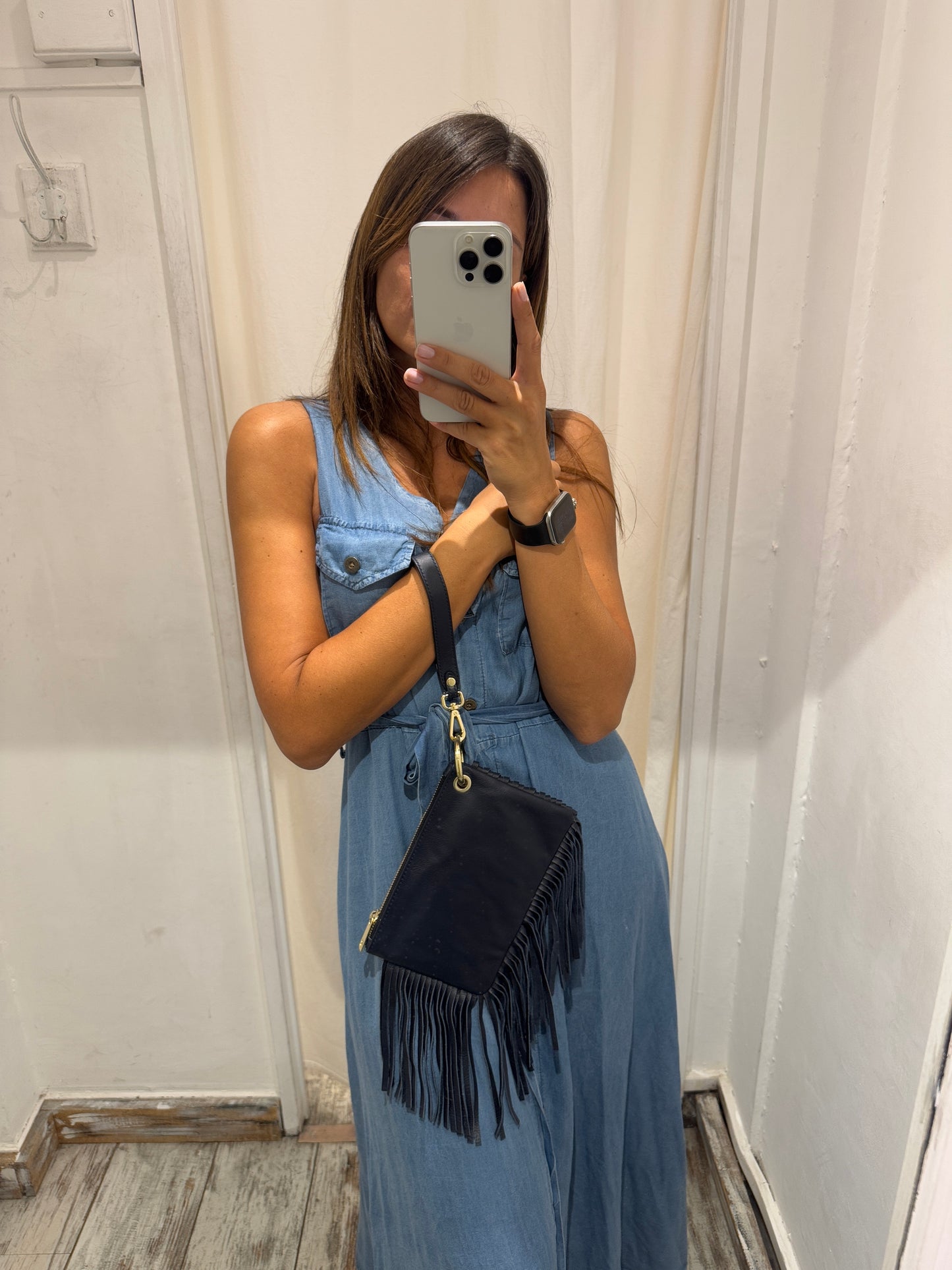 POCHETTE FRANGE IN PELLE