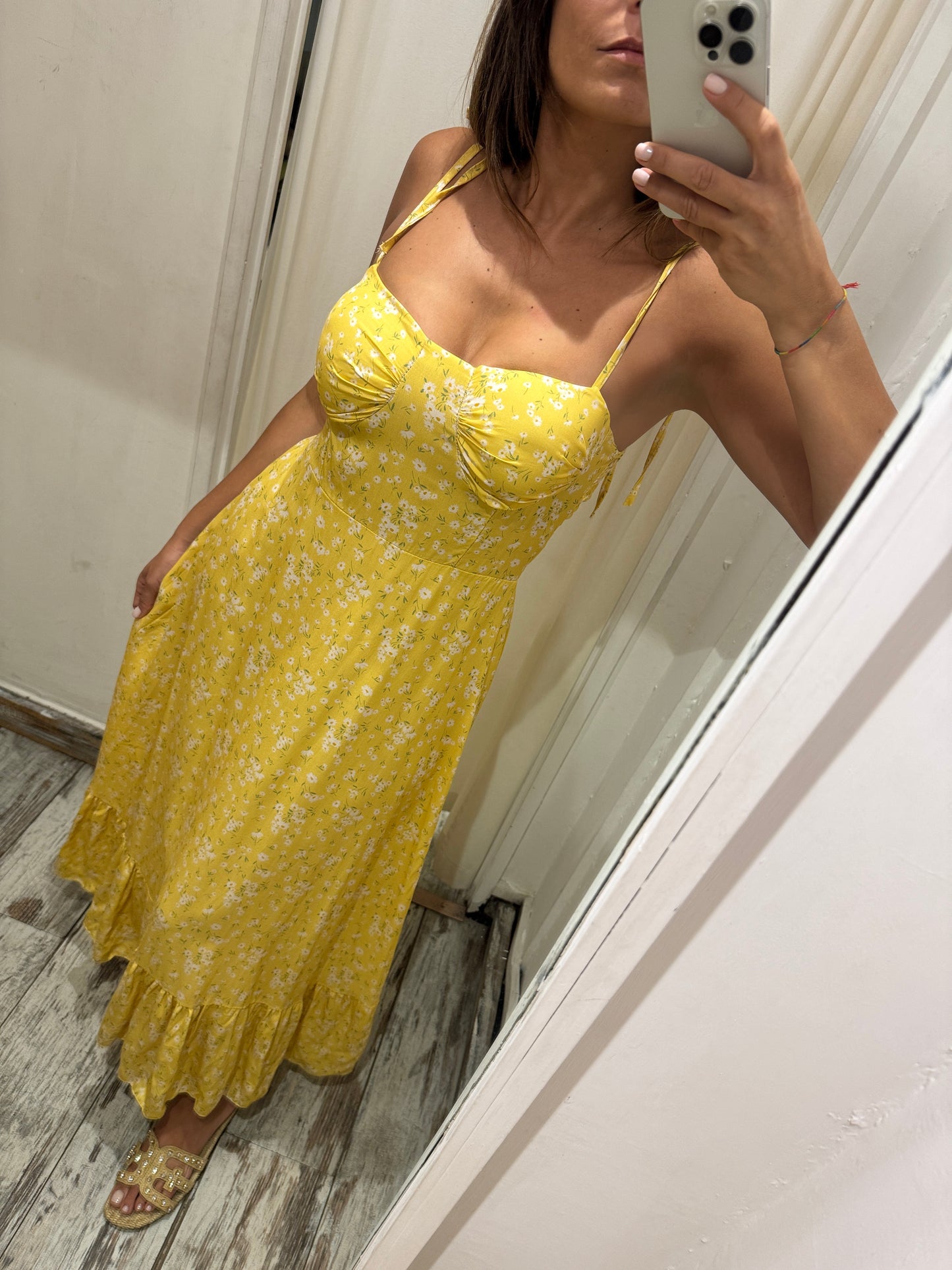 ABITO LONGUETTE GIALLO FIORELLINI