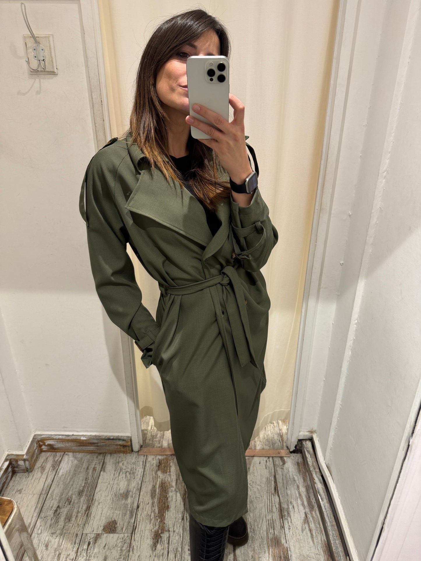 TRENCH PRIMAVERILE VERDE MILITARE