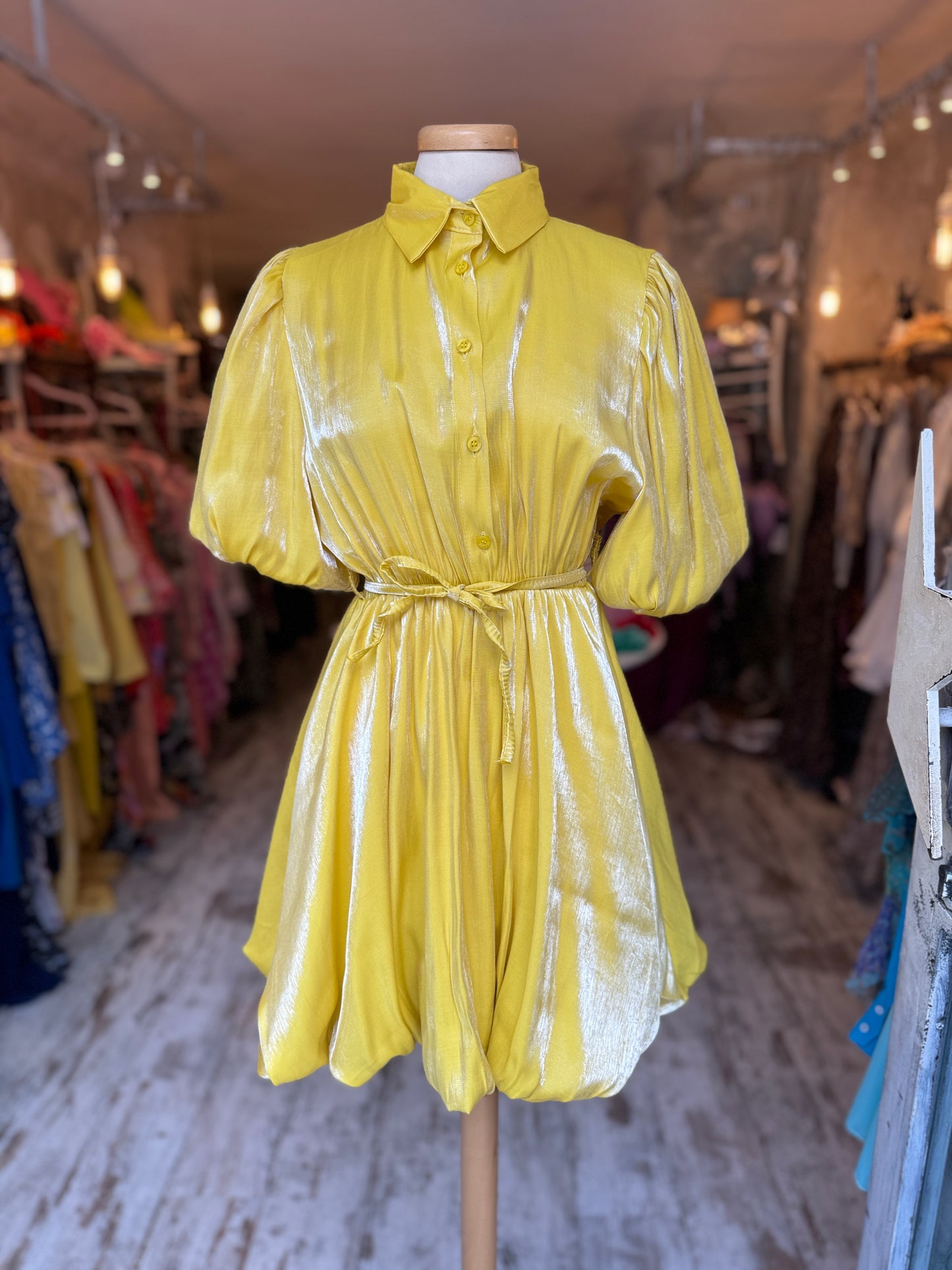 ABITO CHEMISIER GIALLO SATIN