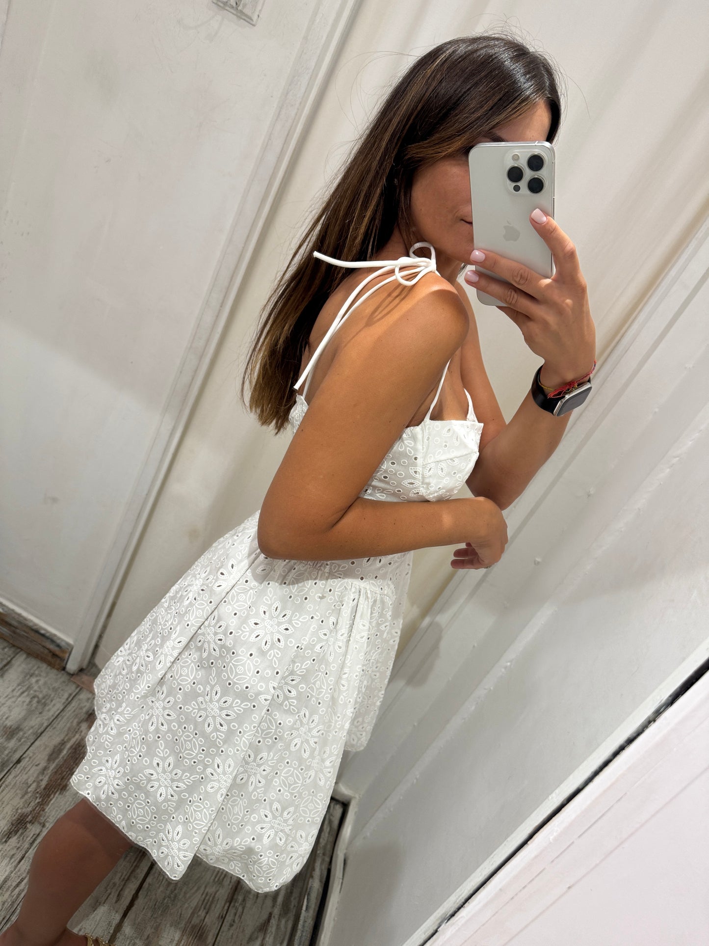 ABITO CORTO EFFETTO SANGALLO BIANCO