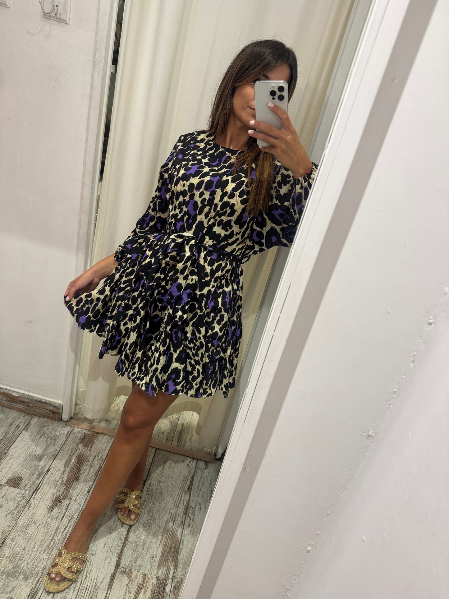 ABITO ANIMALIER VIOLA