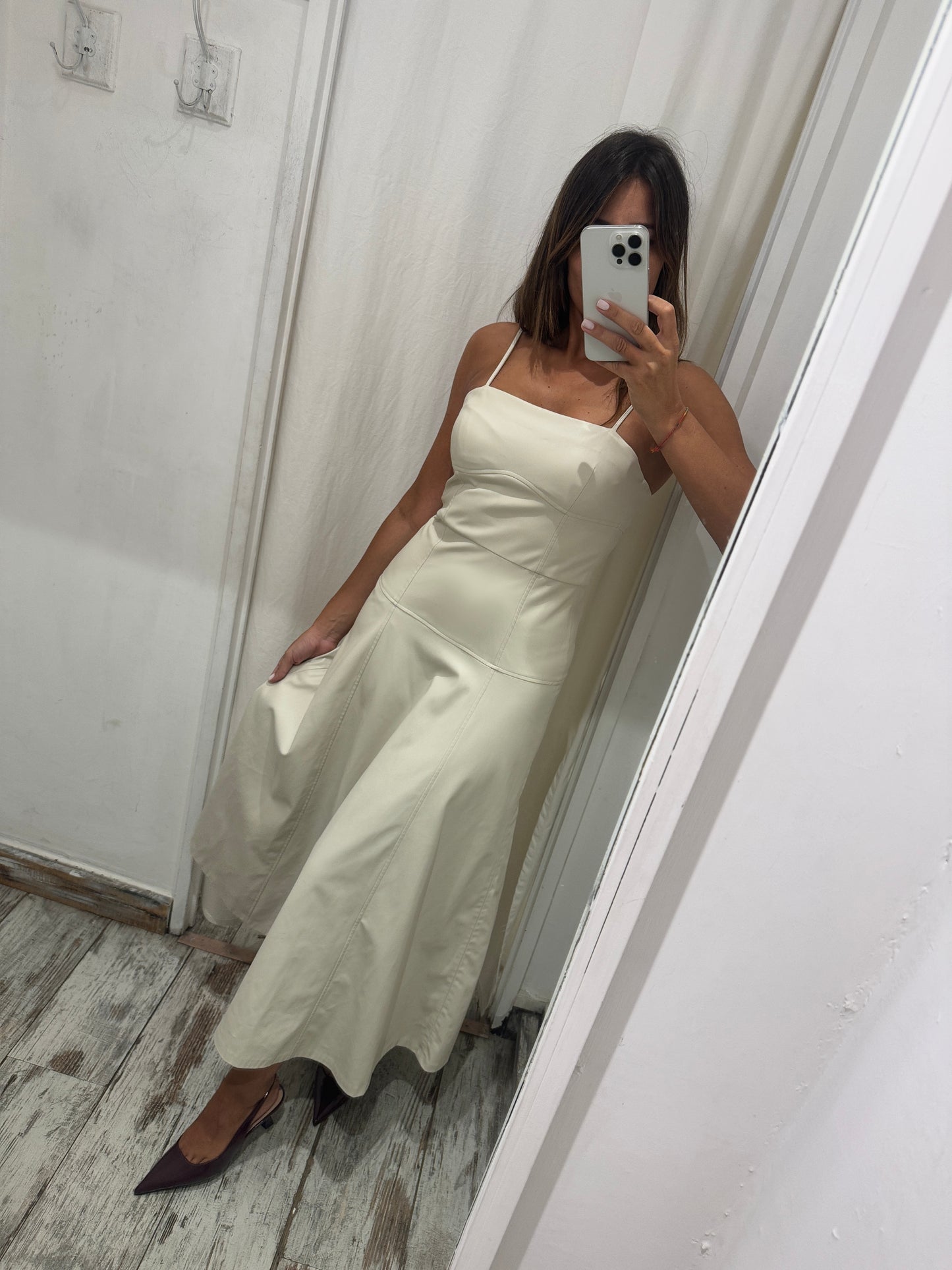 ABITO ZARA LONGUETTE ECOPELLE PANNA