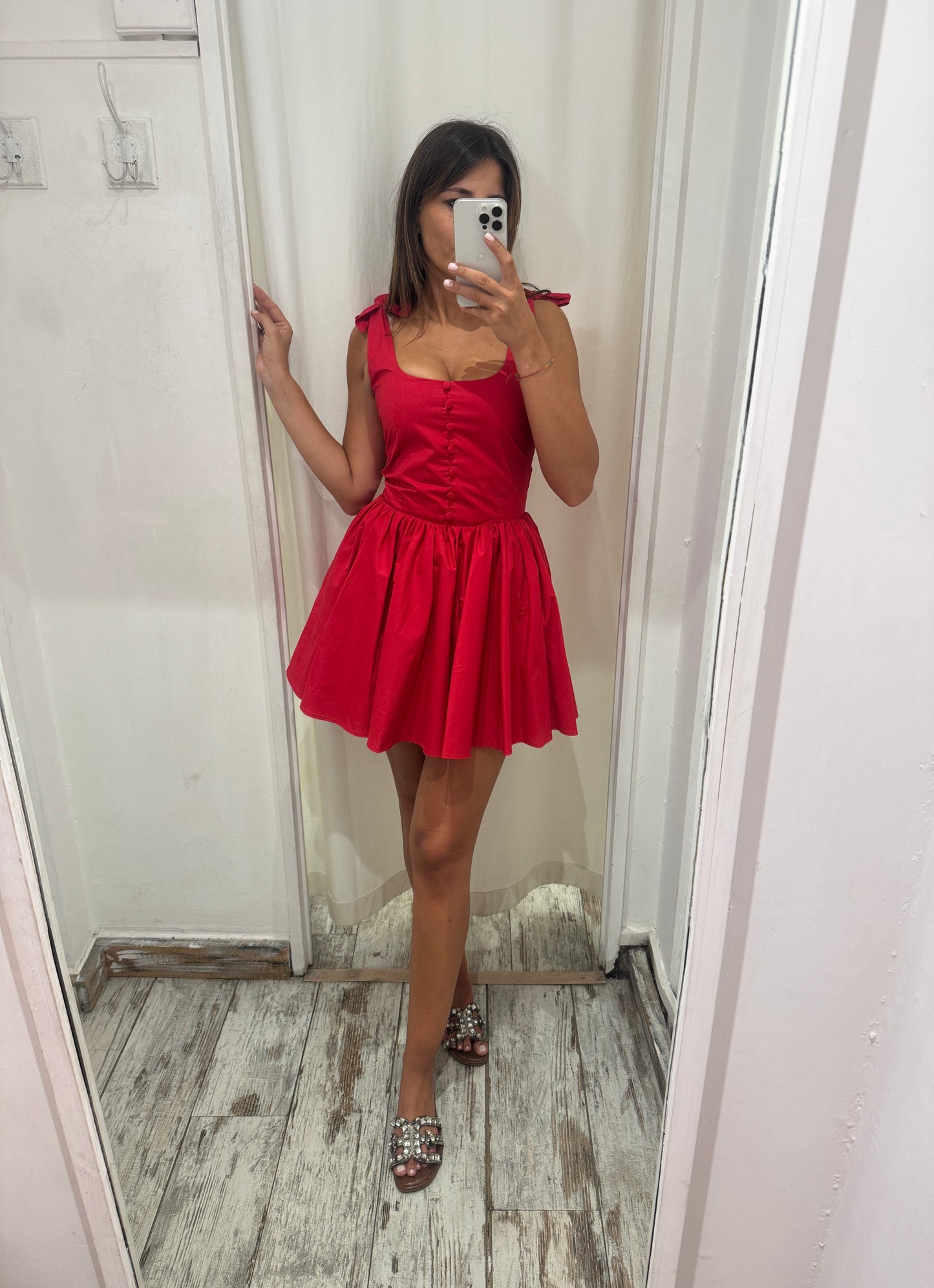 ABITO A RUOTA COTONE ROSSO