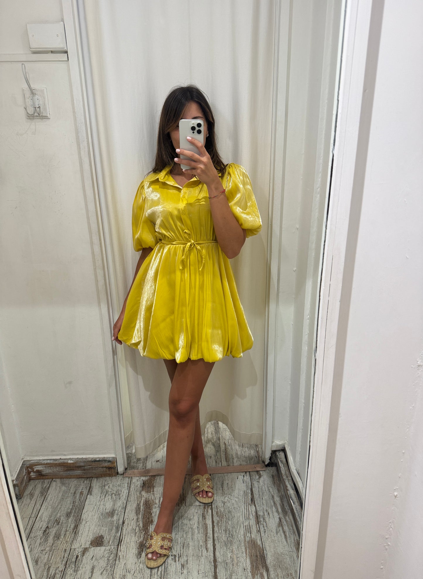 ABITO CHEMISIER GIALLO SATIN