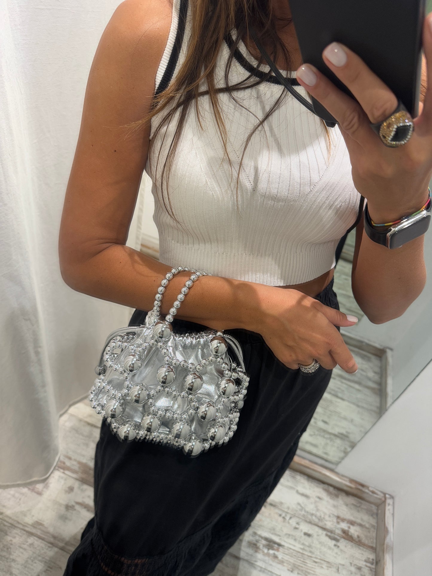 MINI BAG A SACCHETTO SILVER