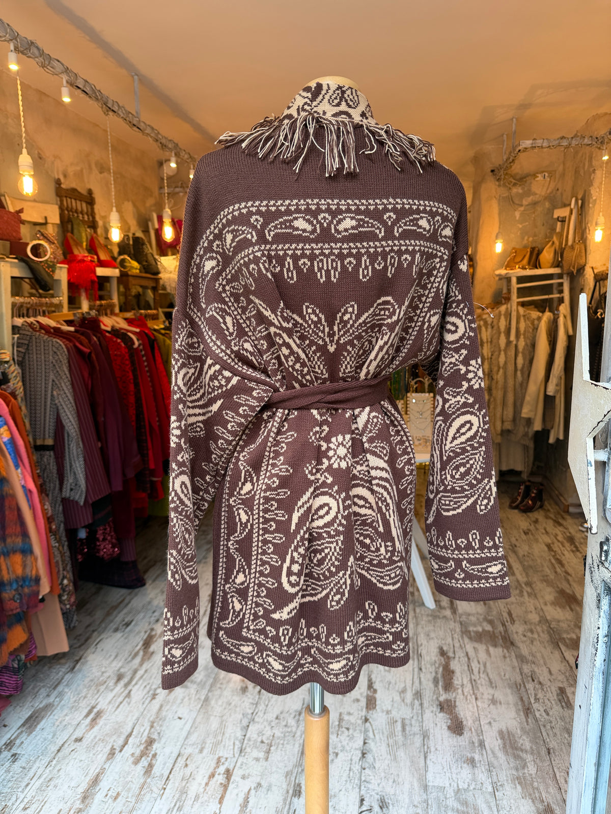 CARDIGAN PAISLEY MARRONE E BEIGE