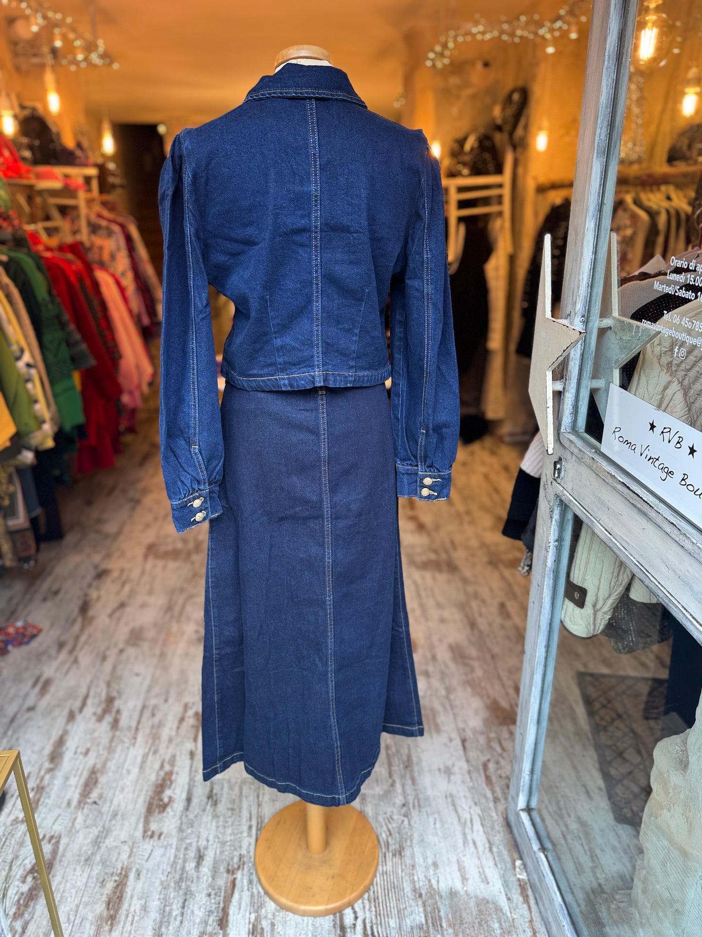 GONNA DENIM SCURO MIDI BOTTONI