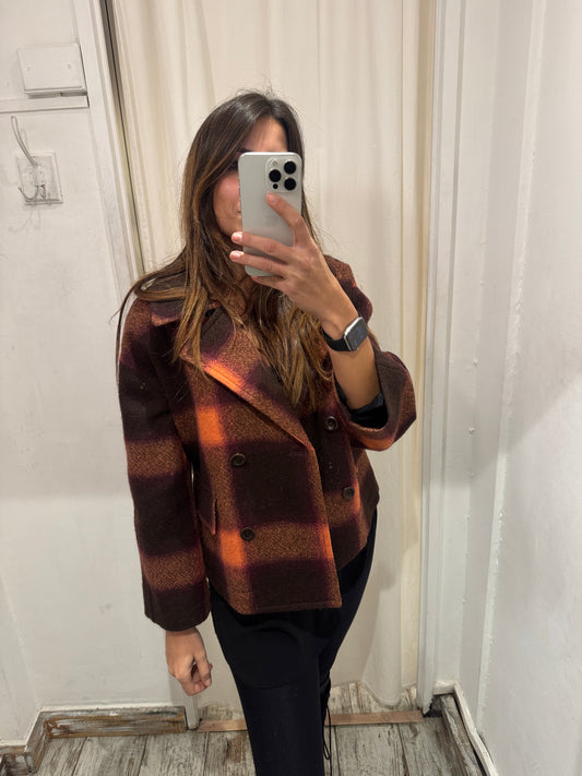 CAPPOTTO CORTO OVER BELLEROSE MARRONE E ARANCIO