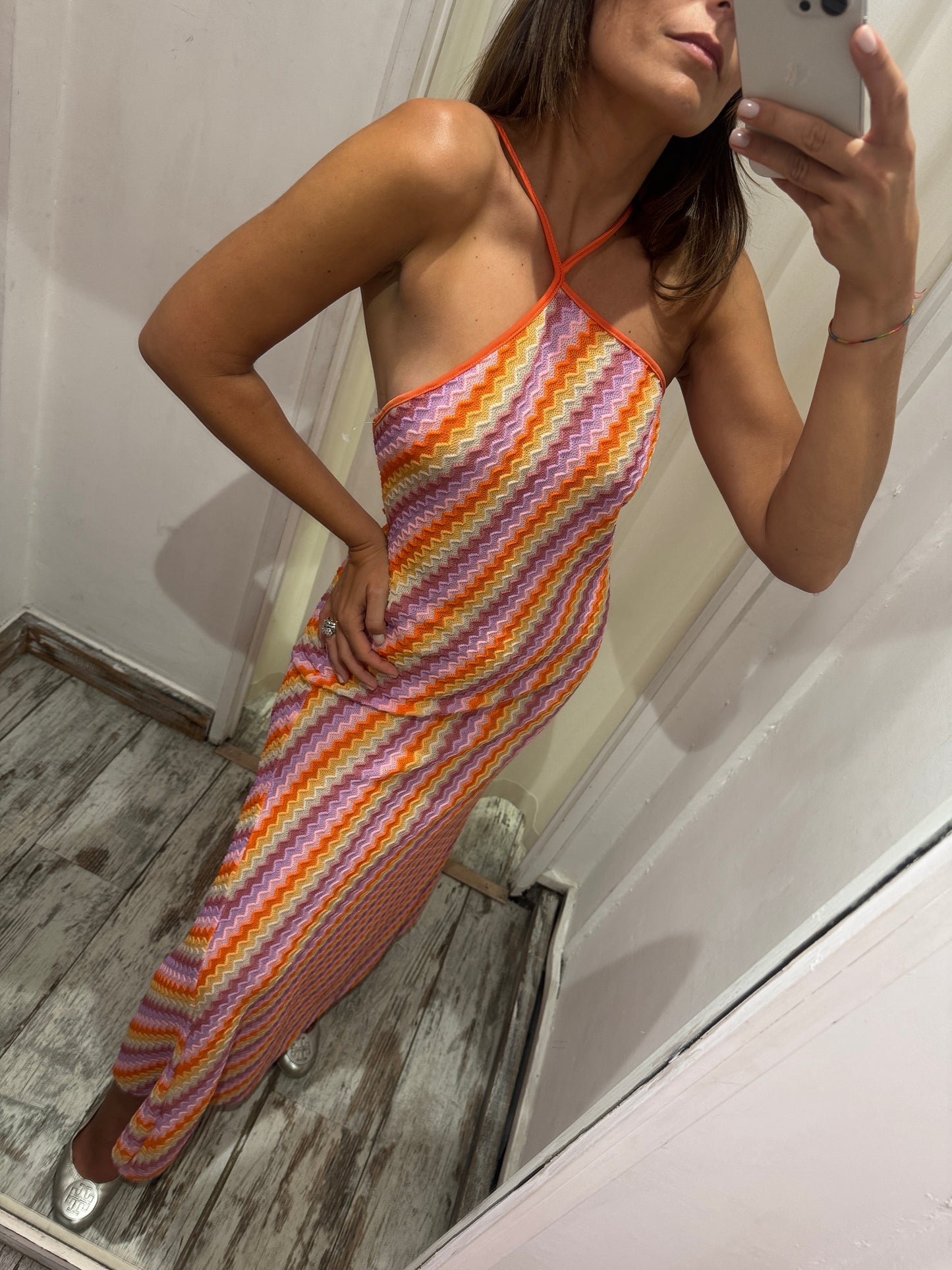 ABITO LUNGO ZIG ZAG MULTICOLORE
