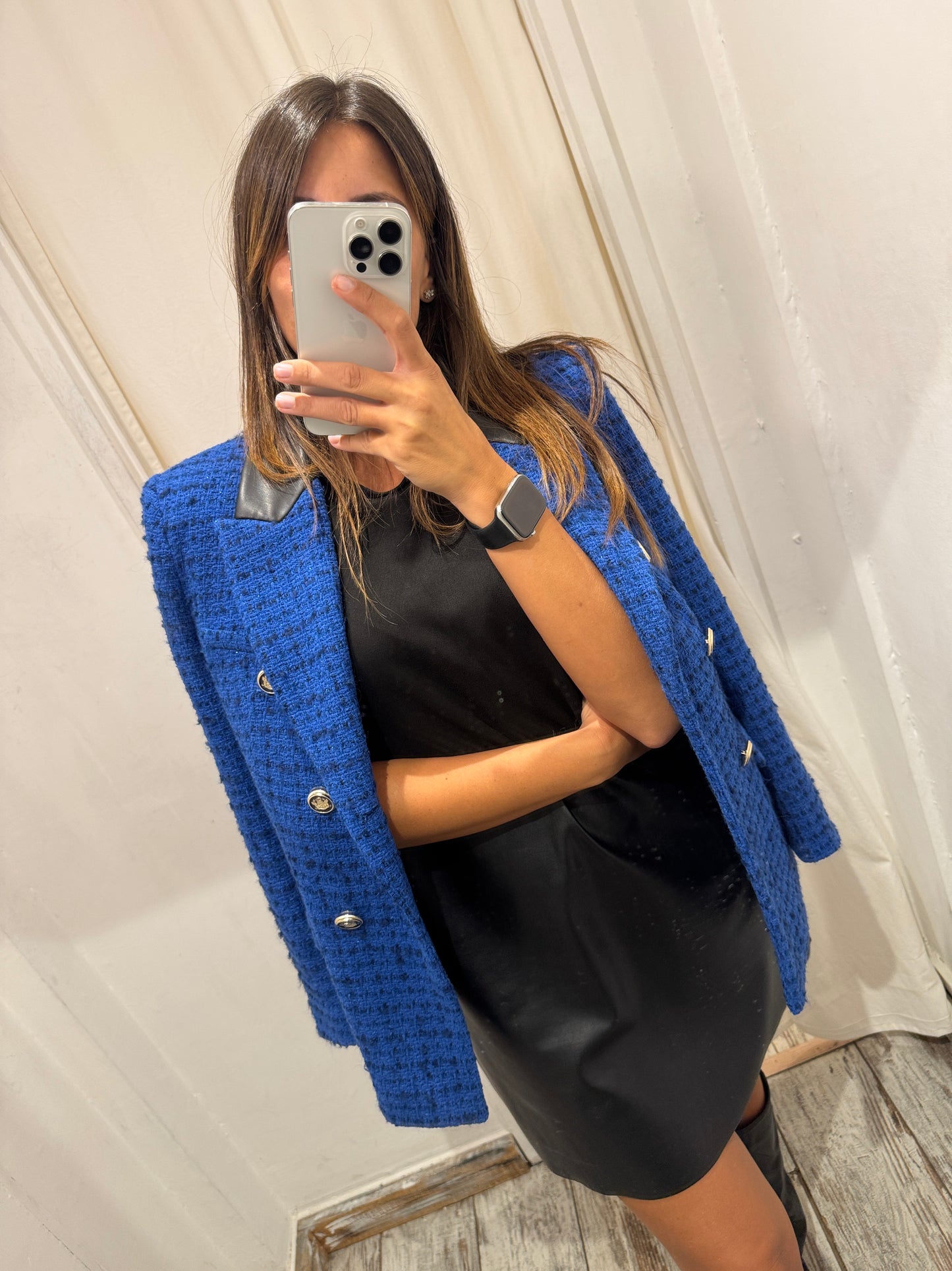 BLAZER ZARA BLU ELETTRICO BOUCLÈ