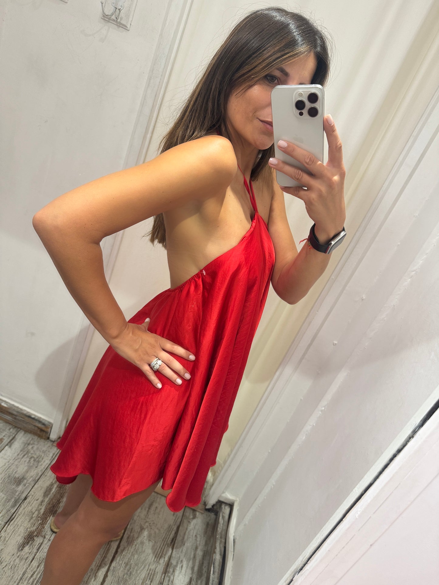 ABITO HALTER ASIMMETRICO ROSSO