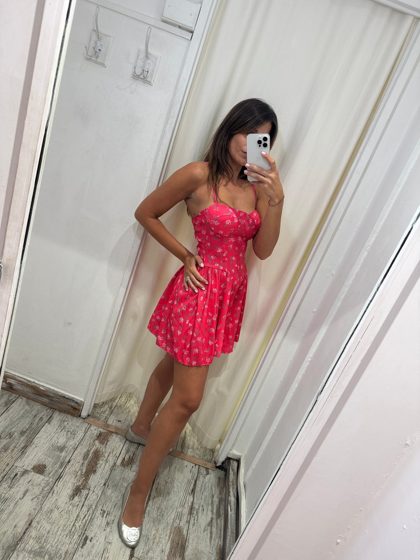 ABITO CORTO FUCSIA FIORELLINI