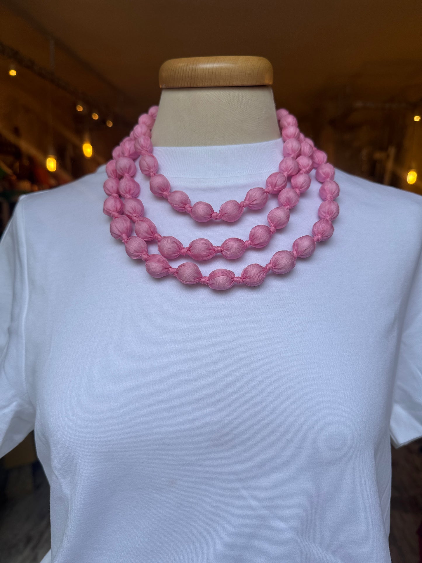 COLLANA PALLINE TESSUTO