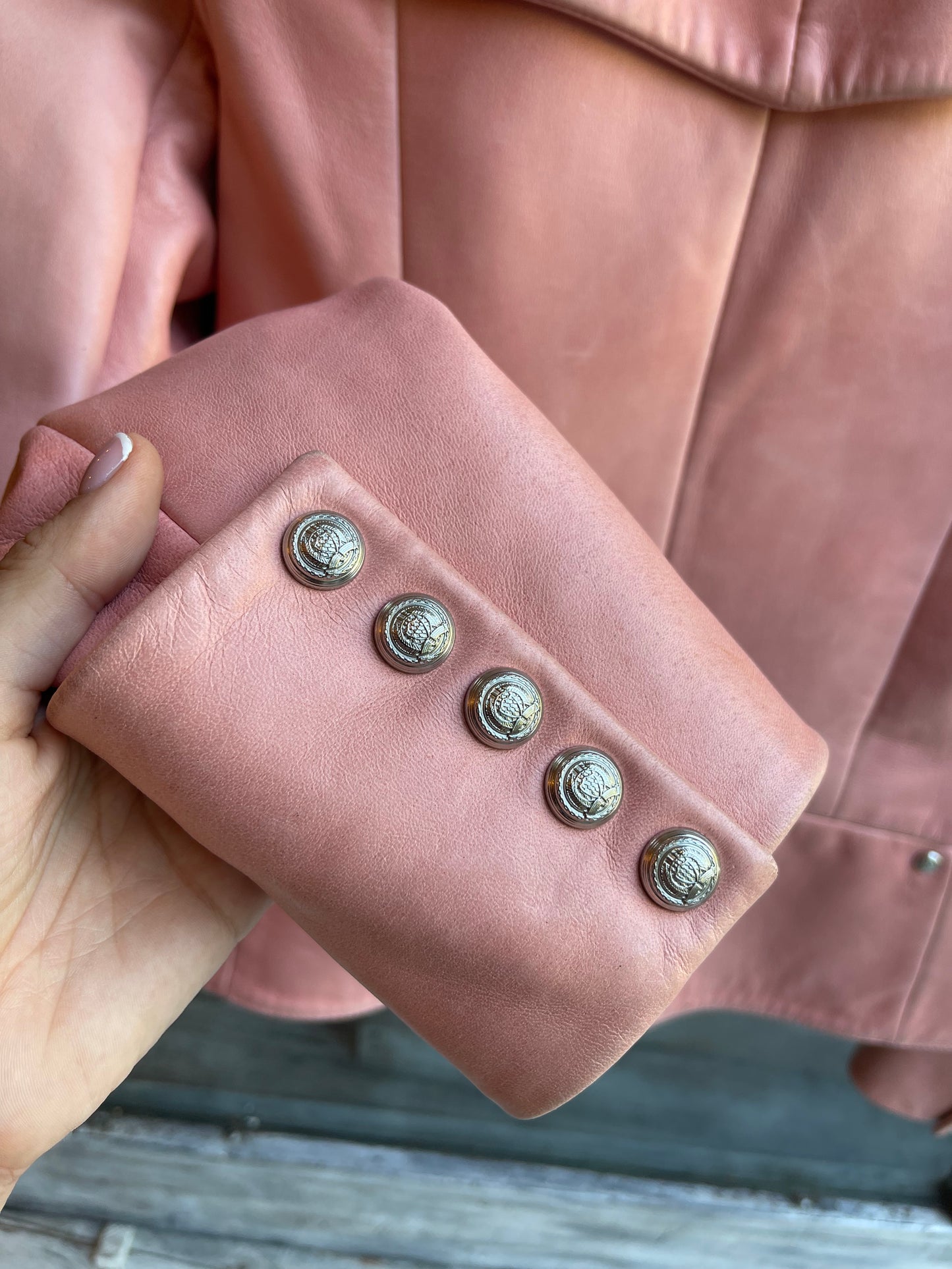 GIACCA PELLE BALMAIN ROSA