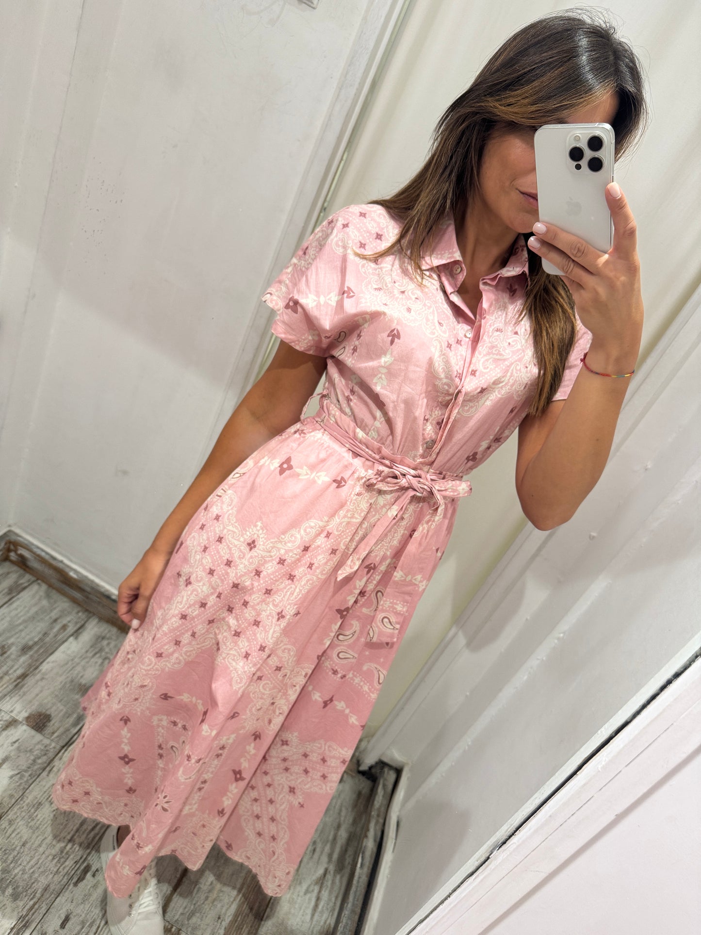 ABITO CHEMISIER BANDANA ROSA