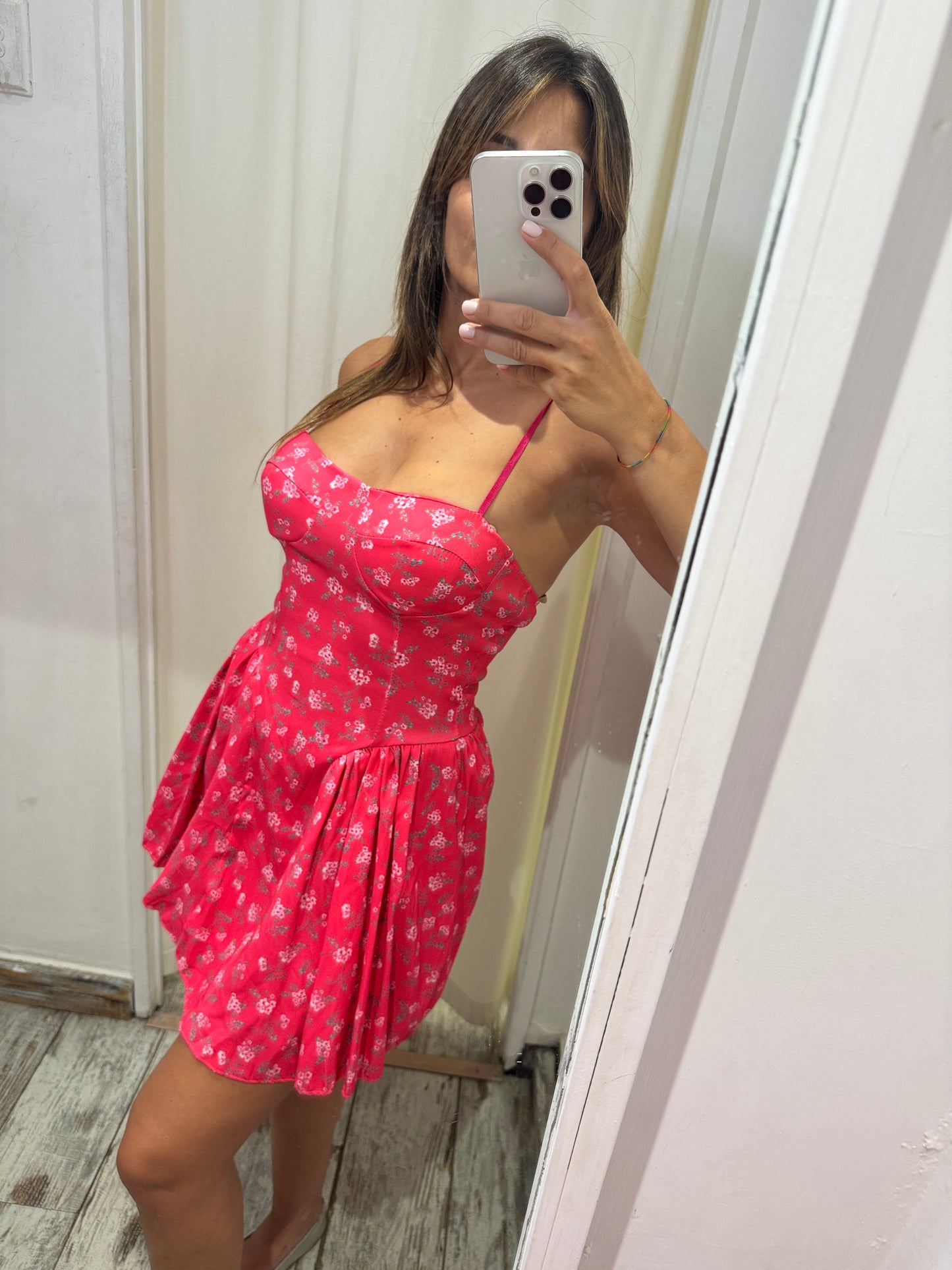 ABITO CORTO FUCSIA FIORELLINI