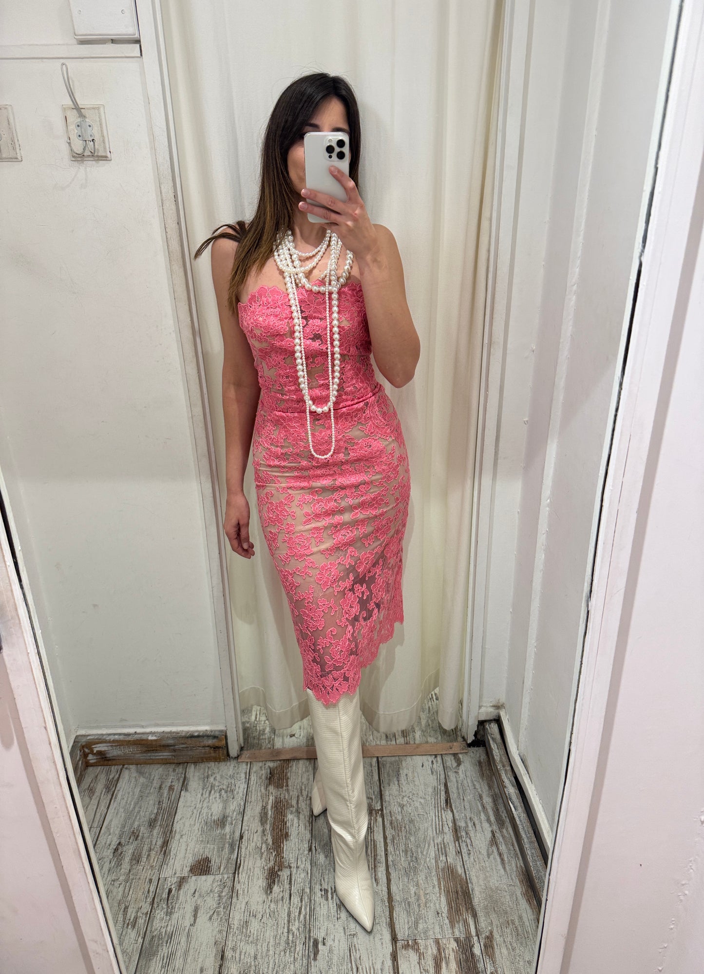 ABITO BUSTIER ERMANNO SCERVINO PIZZO SALMONE