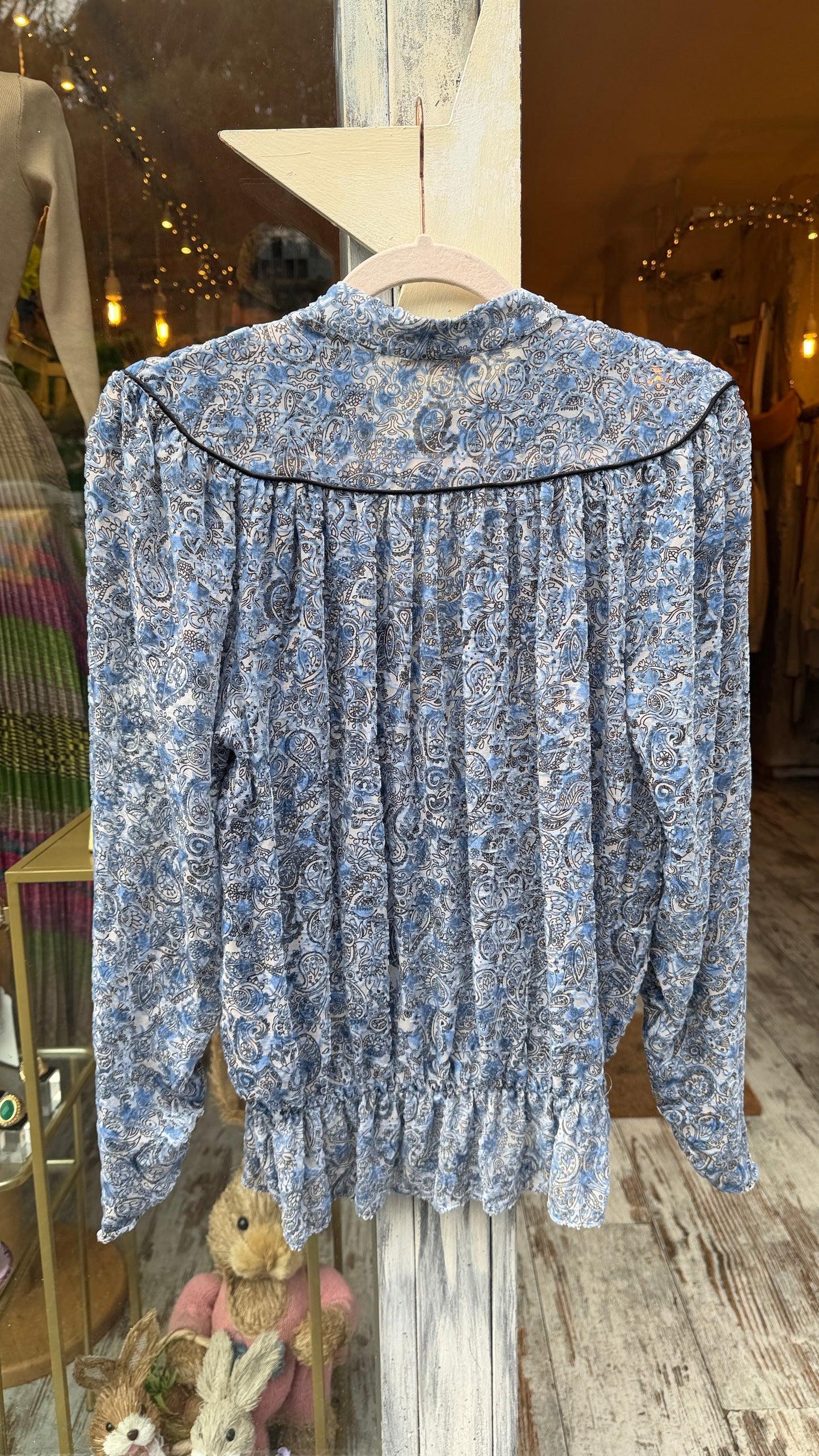 NEW COLLECTION - BLUSA ZADIG&VOLTAIRE FANTASIA MISTO SETA E VELLUTO CELESTE