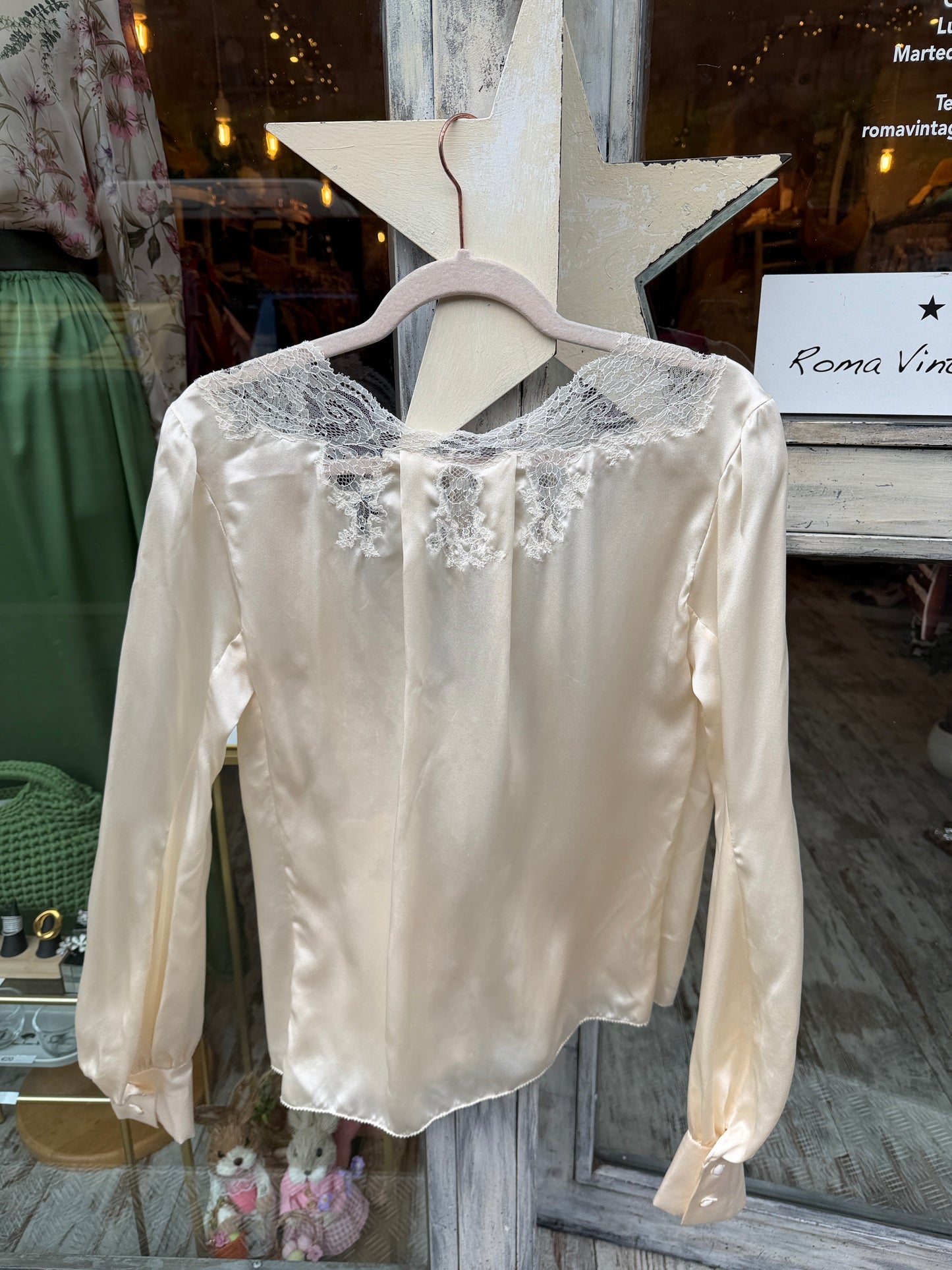 NEW COLLECTION - BLUSA ERMANNO SCERVINO SETA E PIZZO BURRO