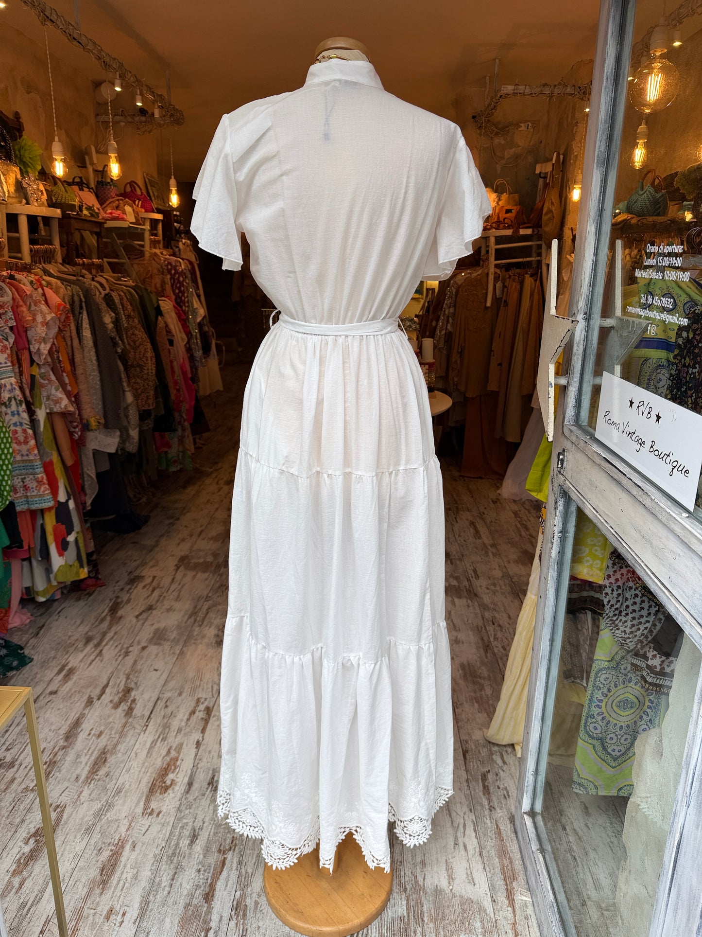 NEW COLLECTION - ABITO CHEMISIER LUNGO BIANCO COTONE COREANO