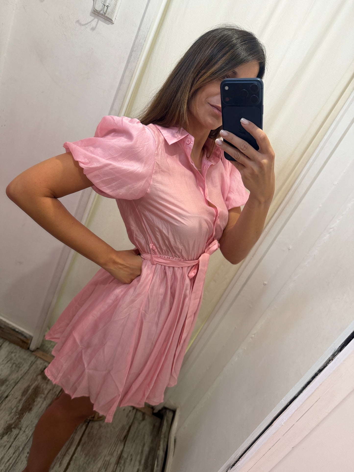 ABITO A RUOTA ROSA MANICHE PALLONCINO